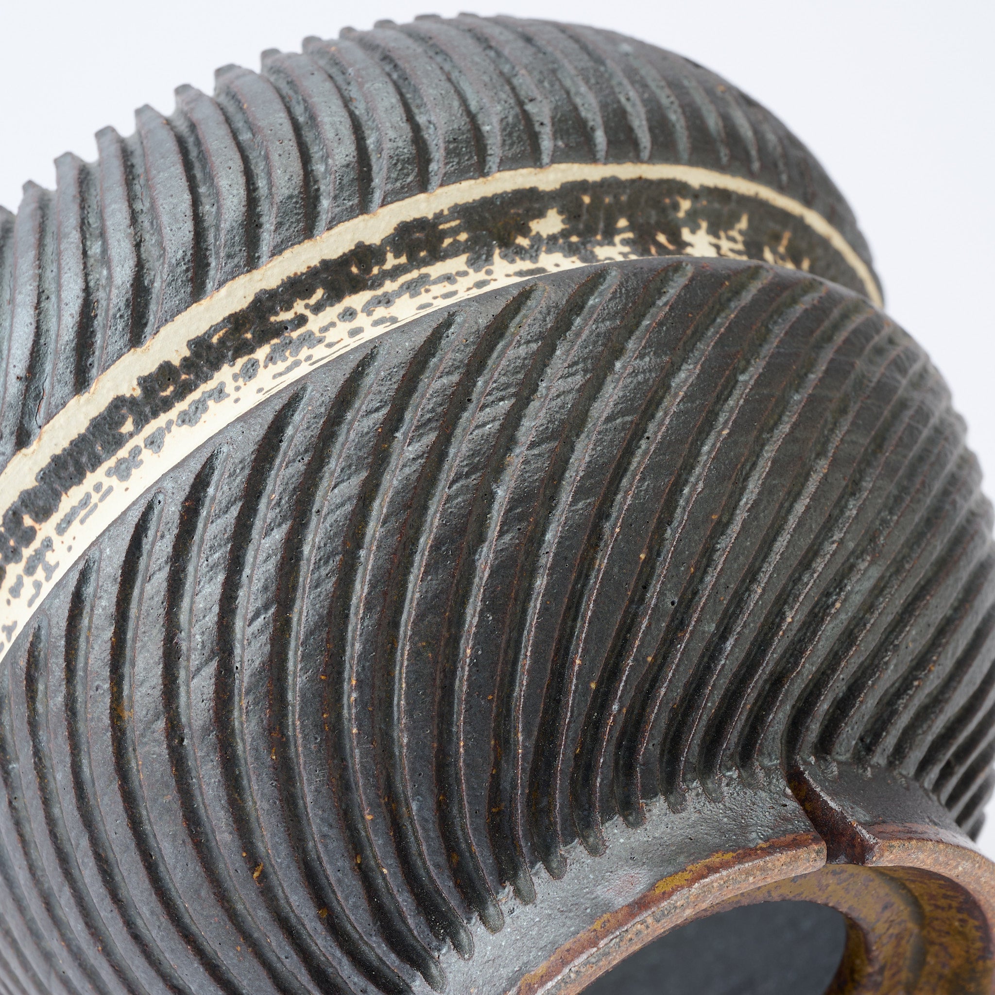 Äquator Weiß Einlegearbeit Schwarz Pflanztopf 5,9 Zoll