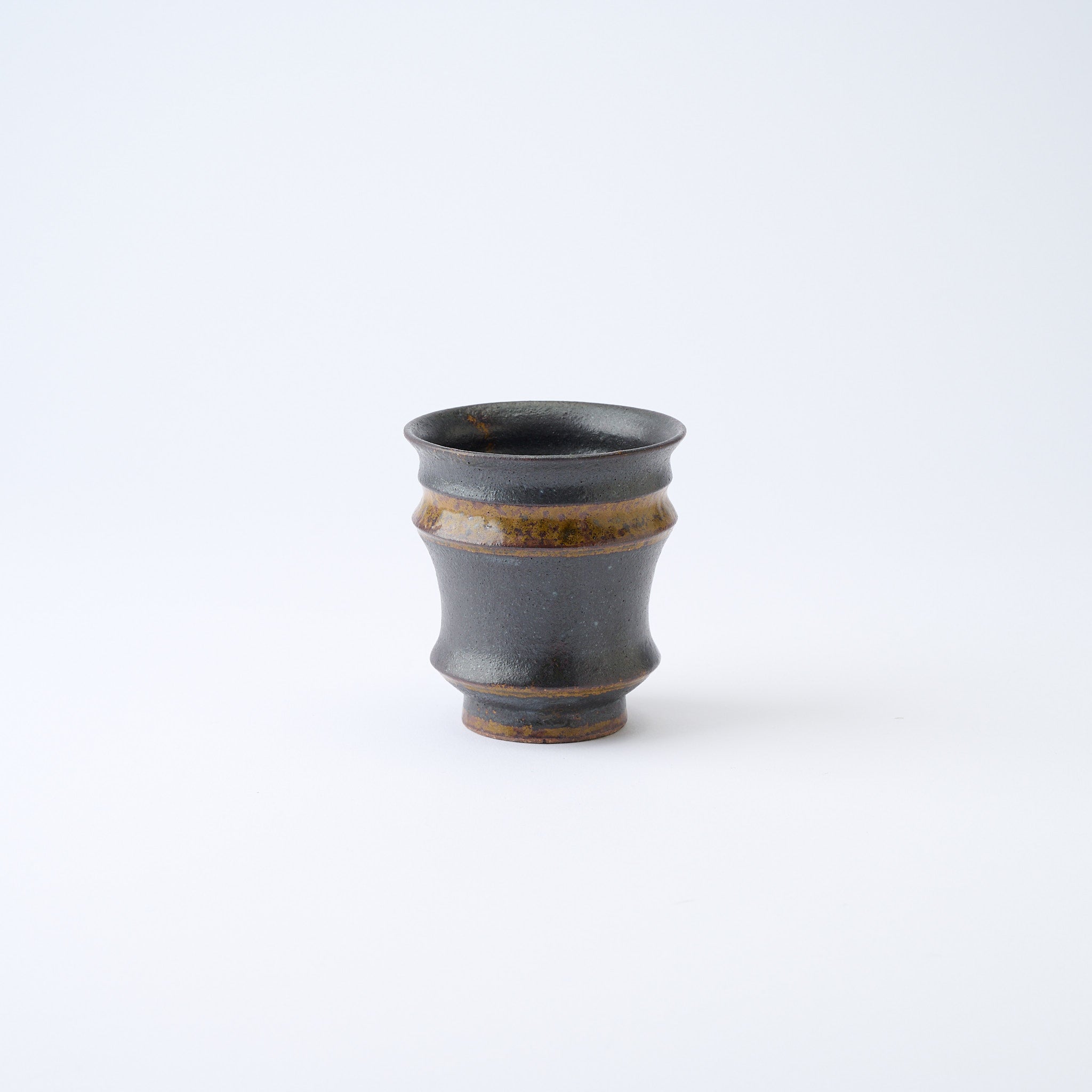 Torch Brown Inlay on Black Plant Pot 3.1 In