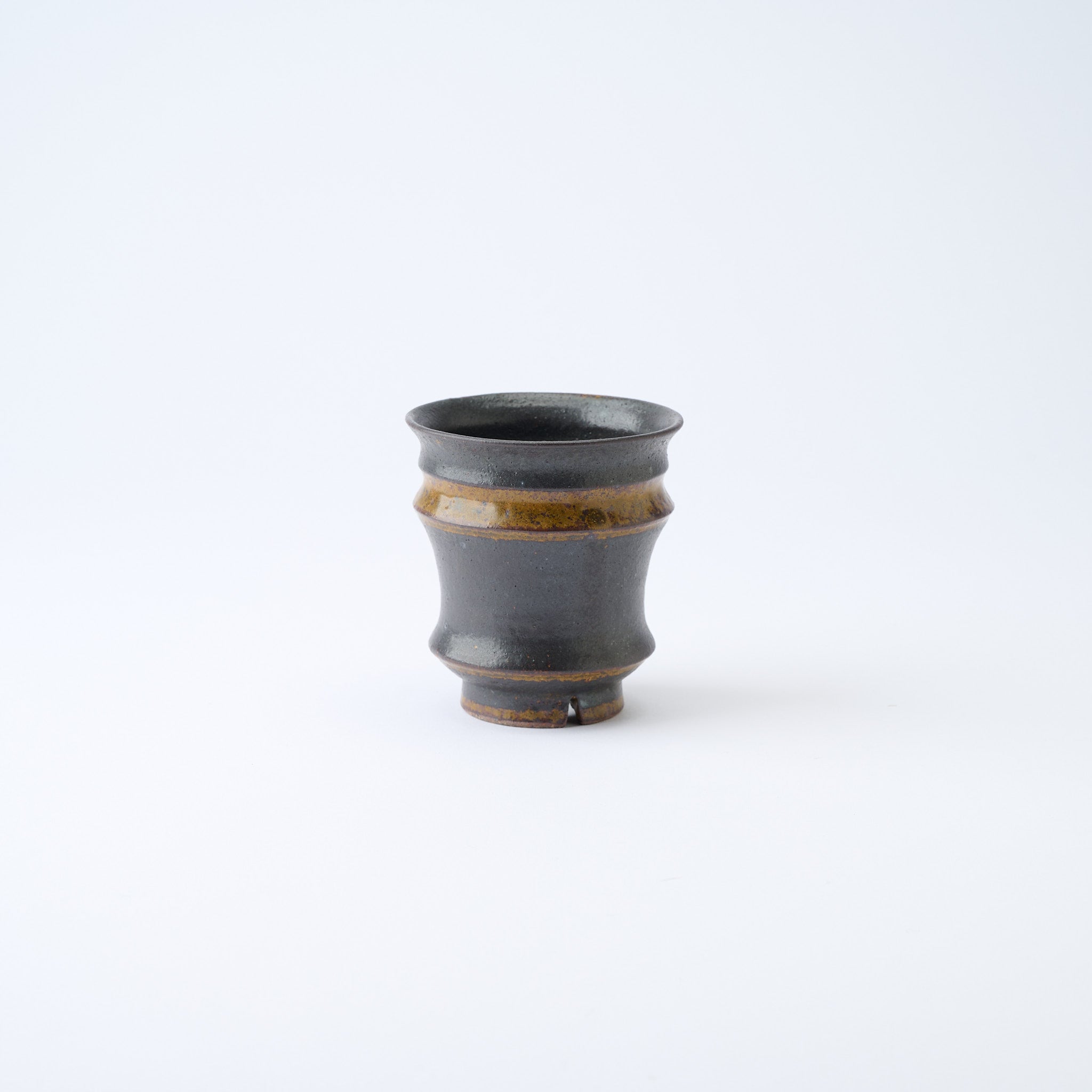 Torch Brown Inlay on Black Plant Pot 3.1 In