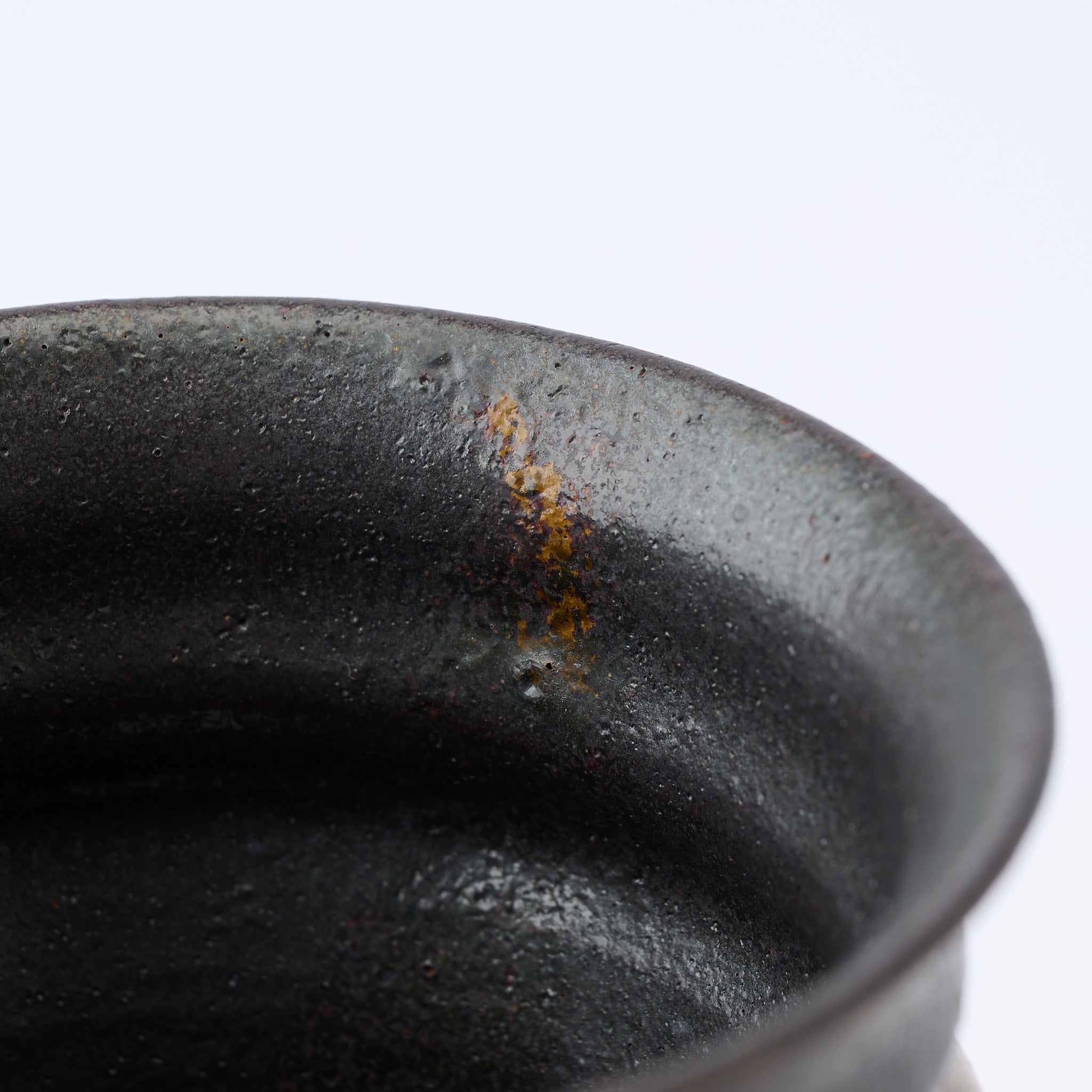 Torch Brown Inlay on Black Plant Pot 3.1 In