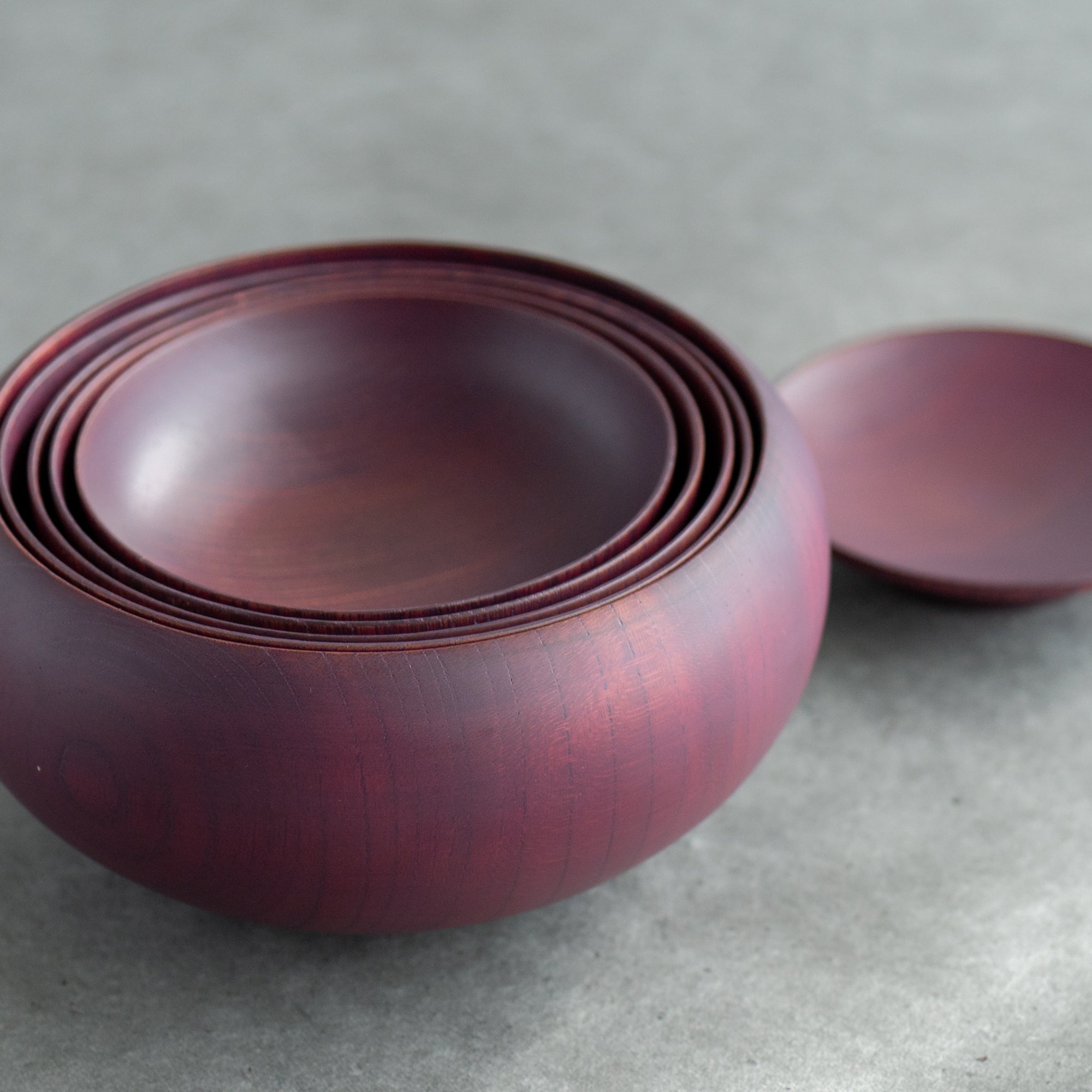 Purple Matte Wipe-lacquer Finish Oryoki Bowl Set