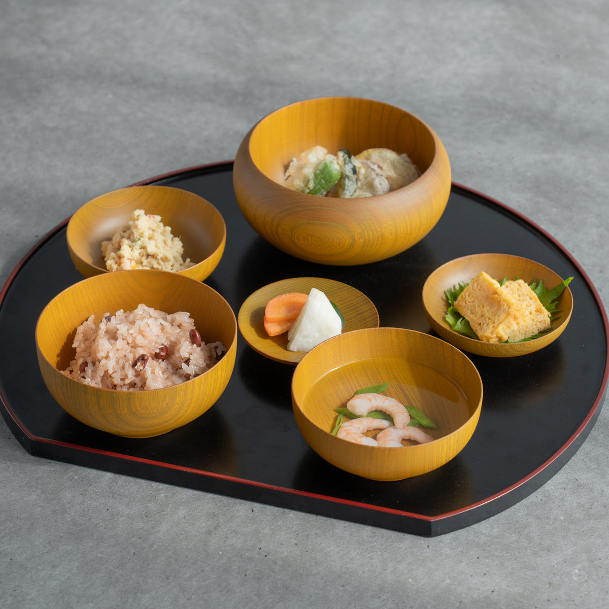 Yamanaka Lacquerware Yellow Matte Wipe-Lacquer Finish Oryoki Bowl Set