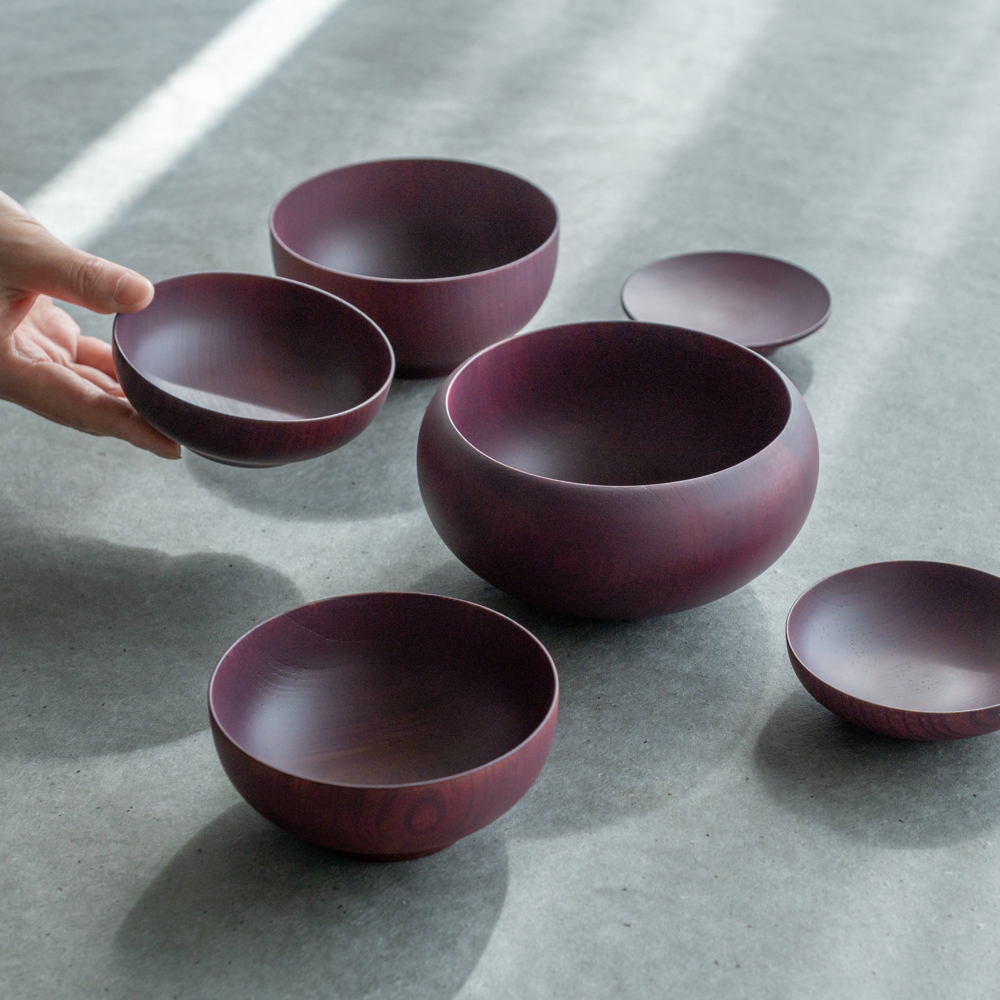 Purple Matte Wipe-lacquer Finish Oryoki Bowl Set