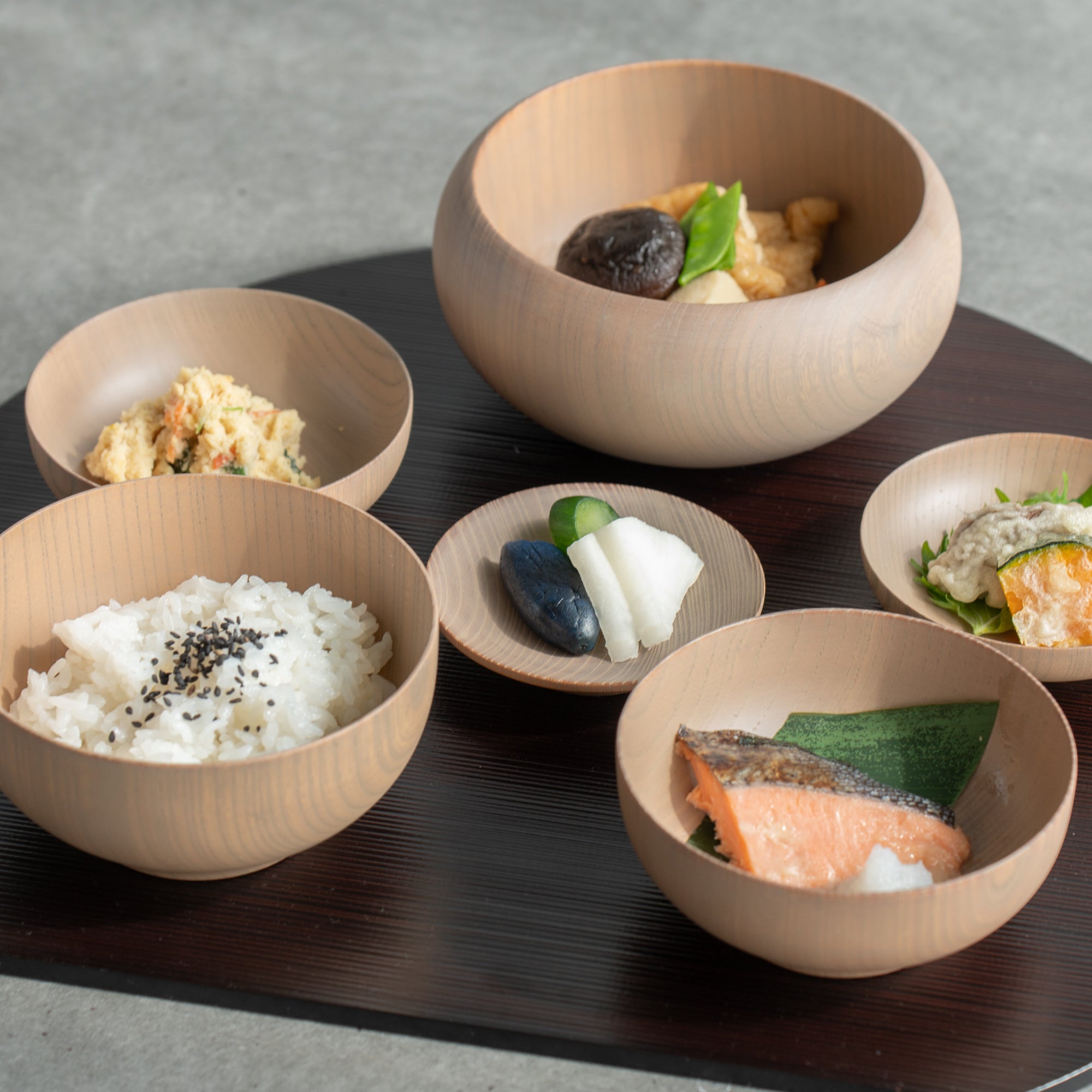 White Matte Wipe-Lacquer Finish Oryoki Bowl Set