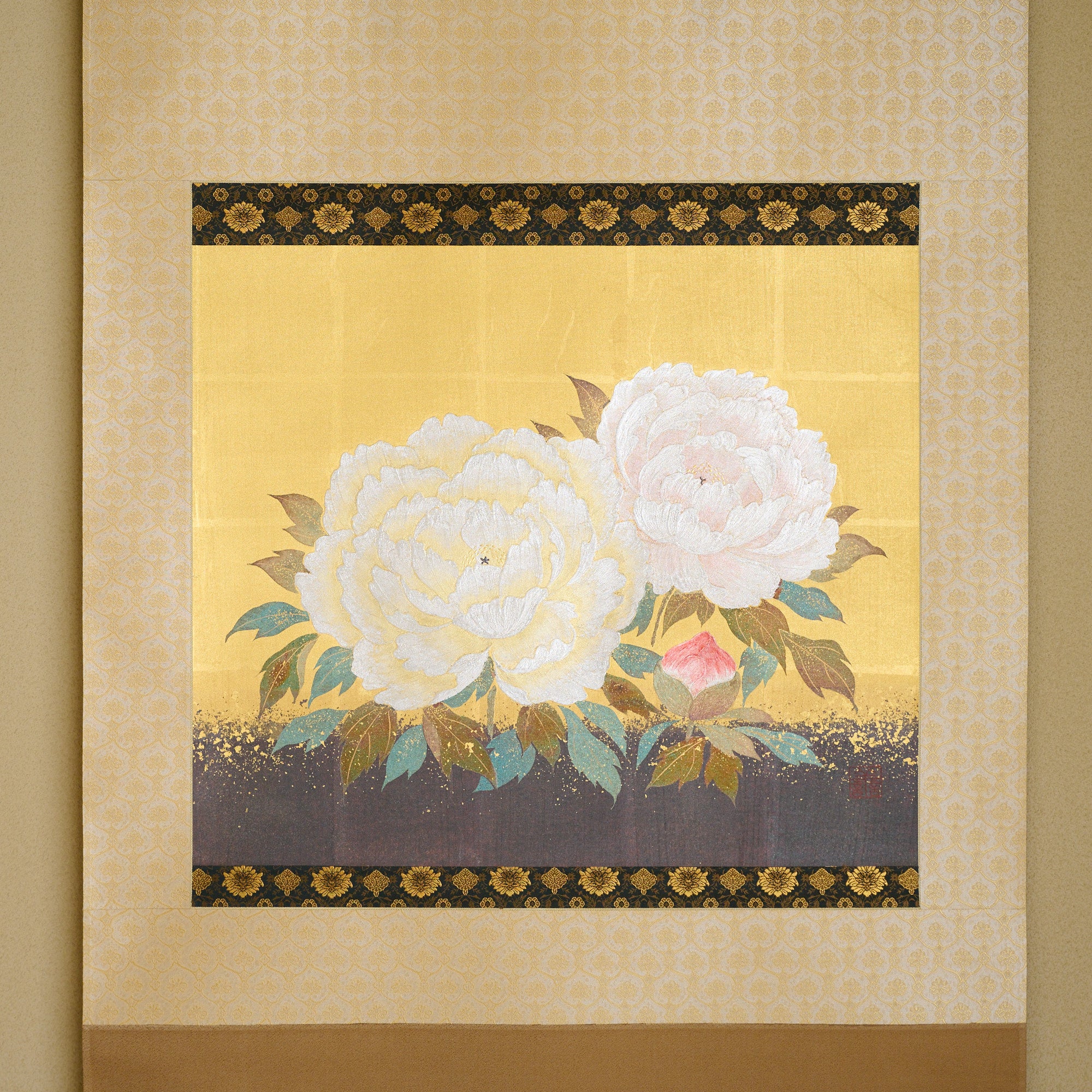 Auspicious Peony Kakejiku Hanging Scroll