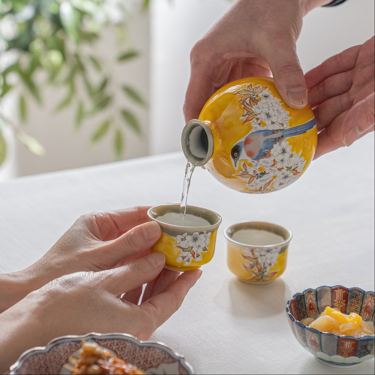 Yoshidaya Sakura Bird Sake Set