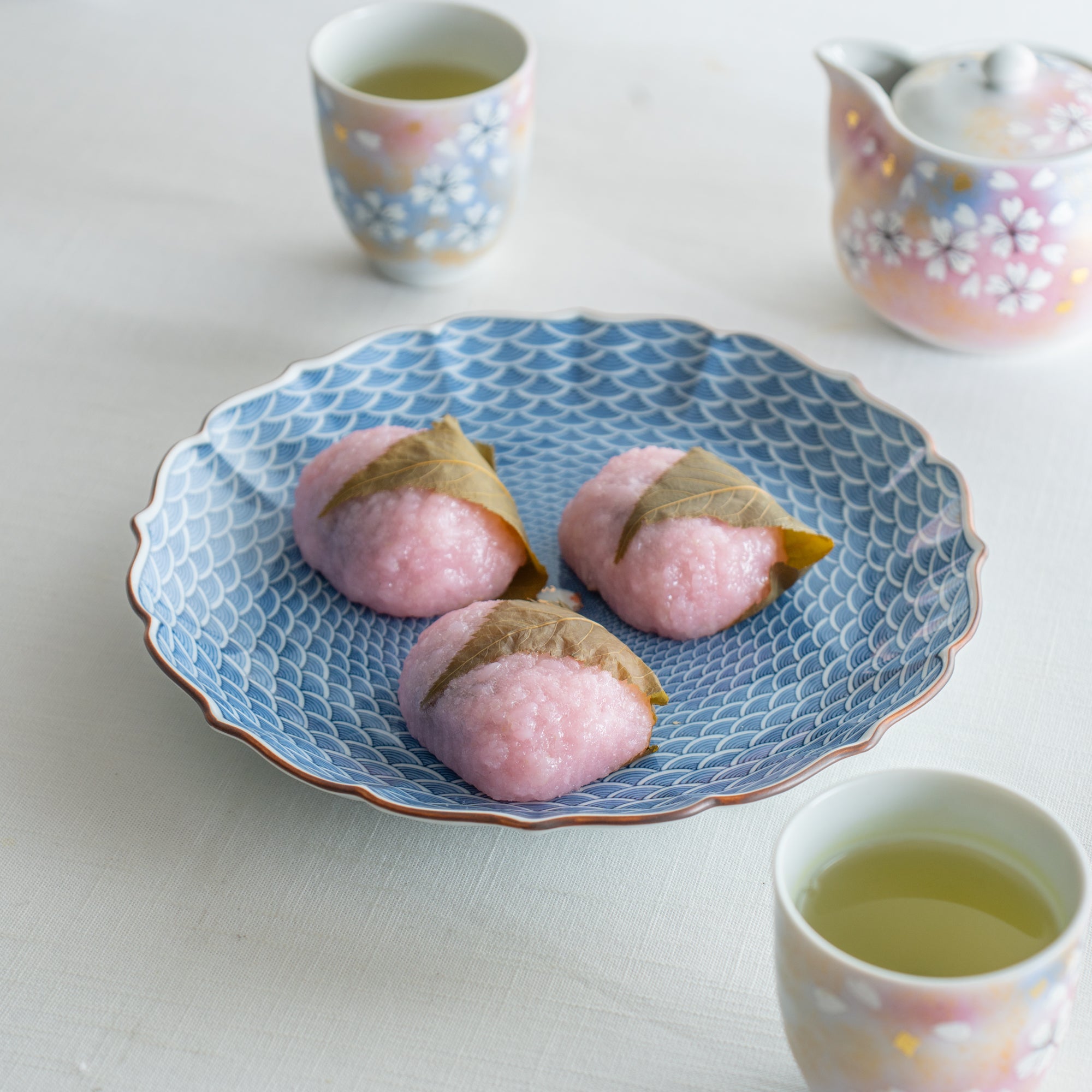 Plato llano Seigaiha Blue Wave