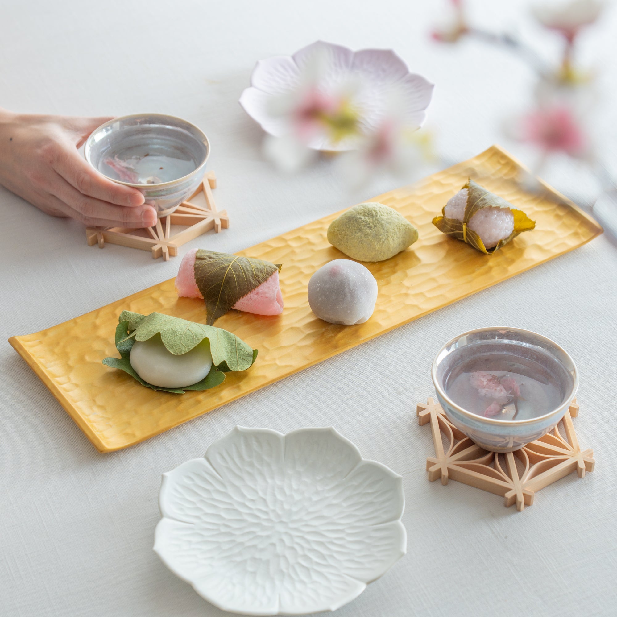 Rainbow White Japanese Teacup