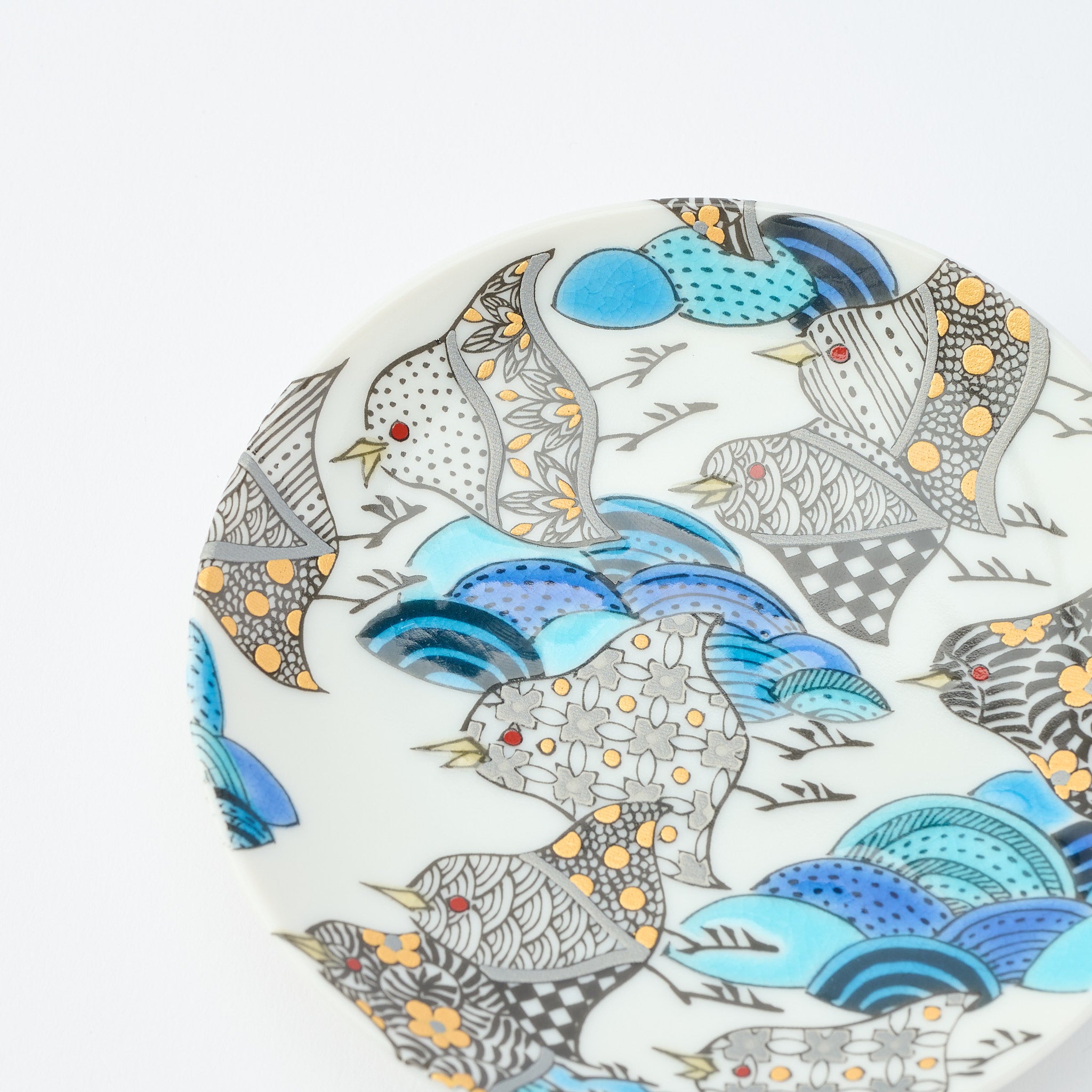 Kutani Art Auspicious Motifs Sauce Plate