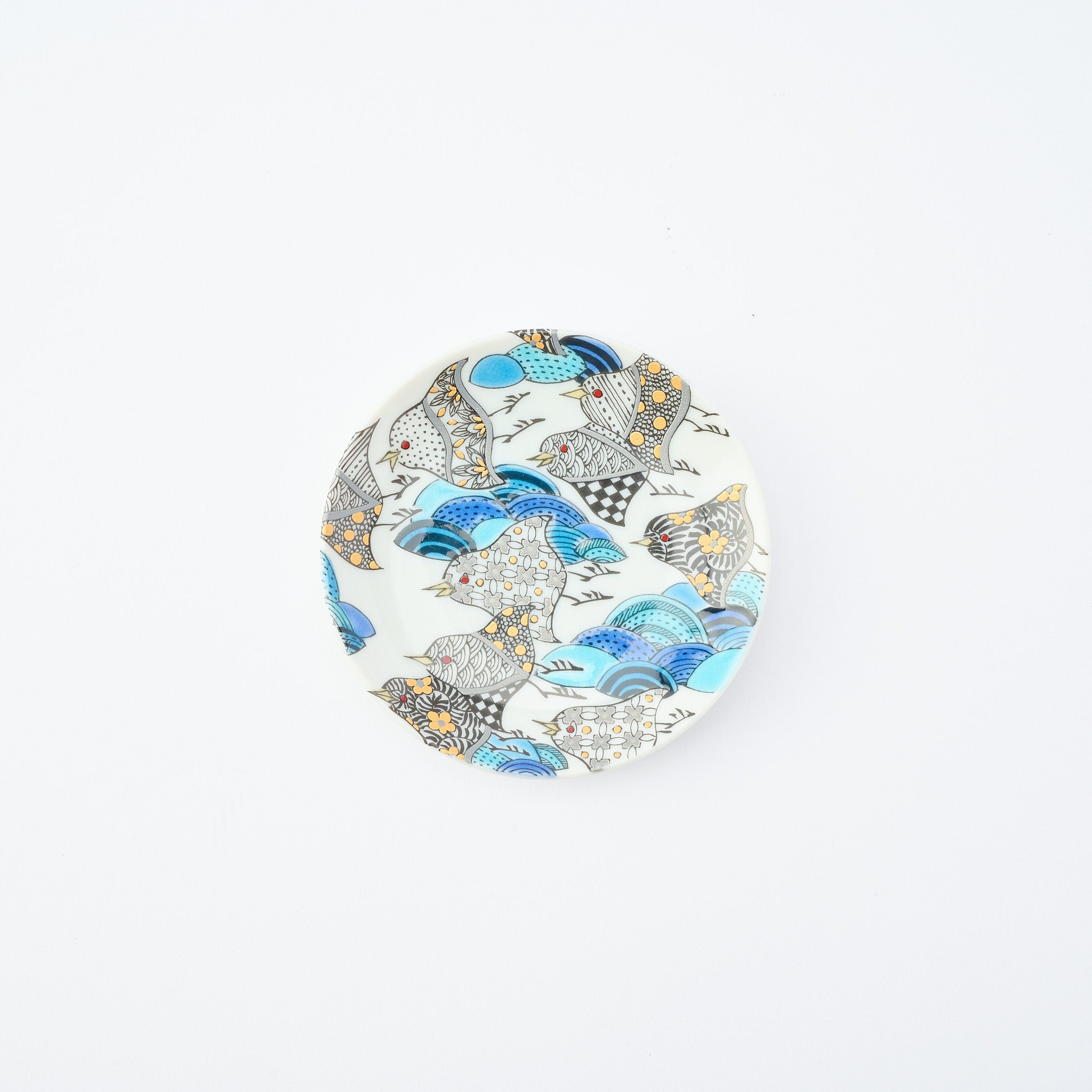 Kutani Art Auspicious Motifs Sauce Plate