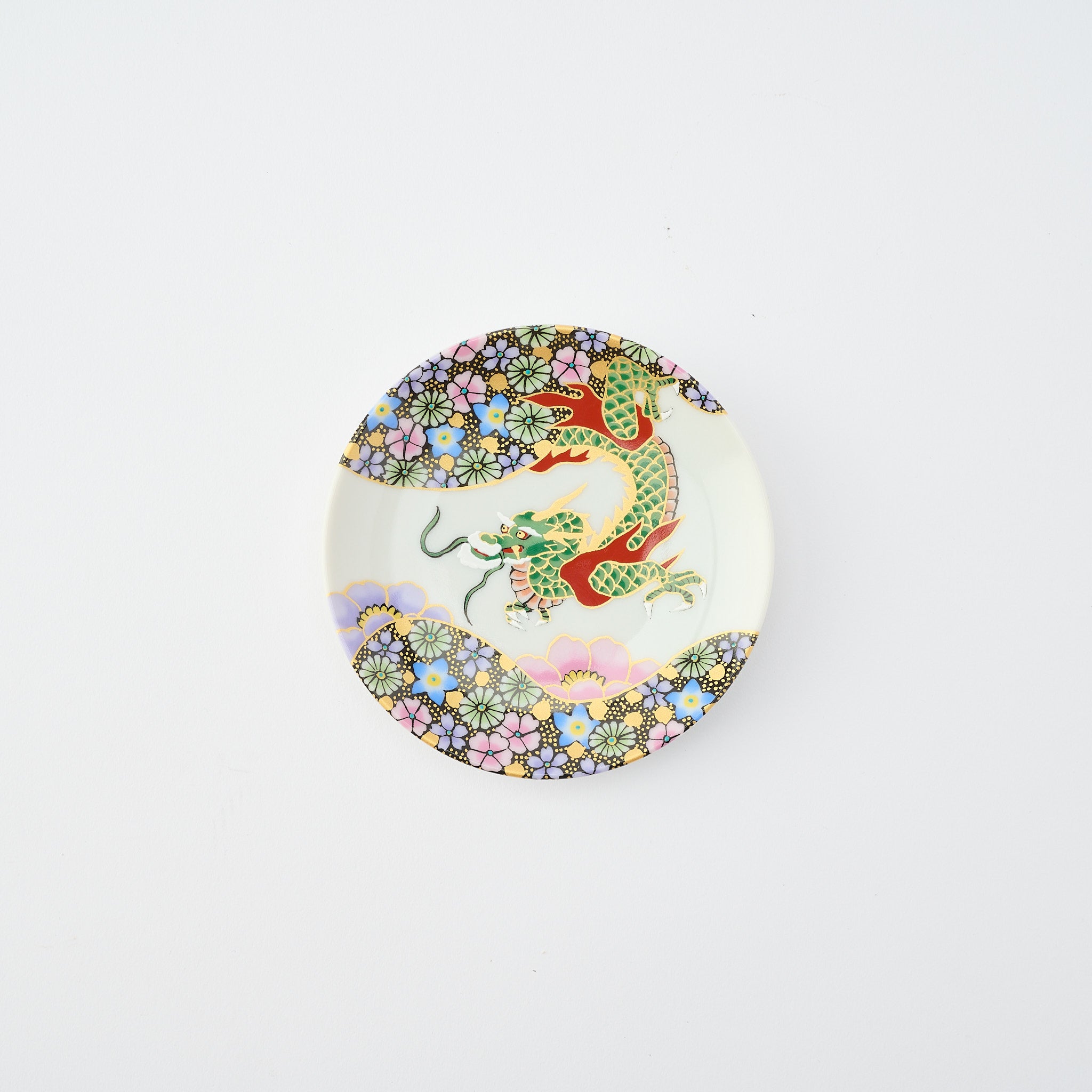 Kutani Art Auspicious Motifs Sauce Plate