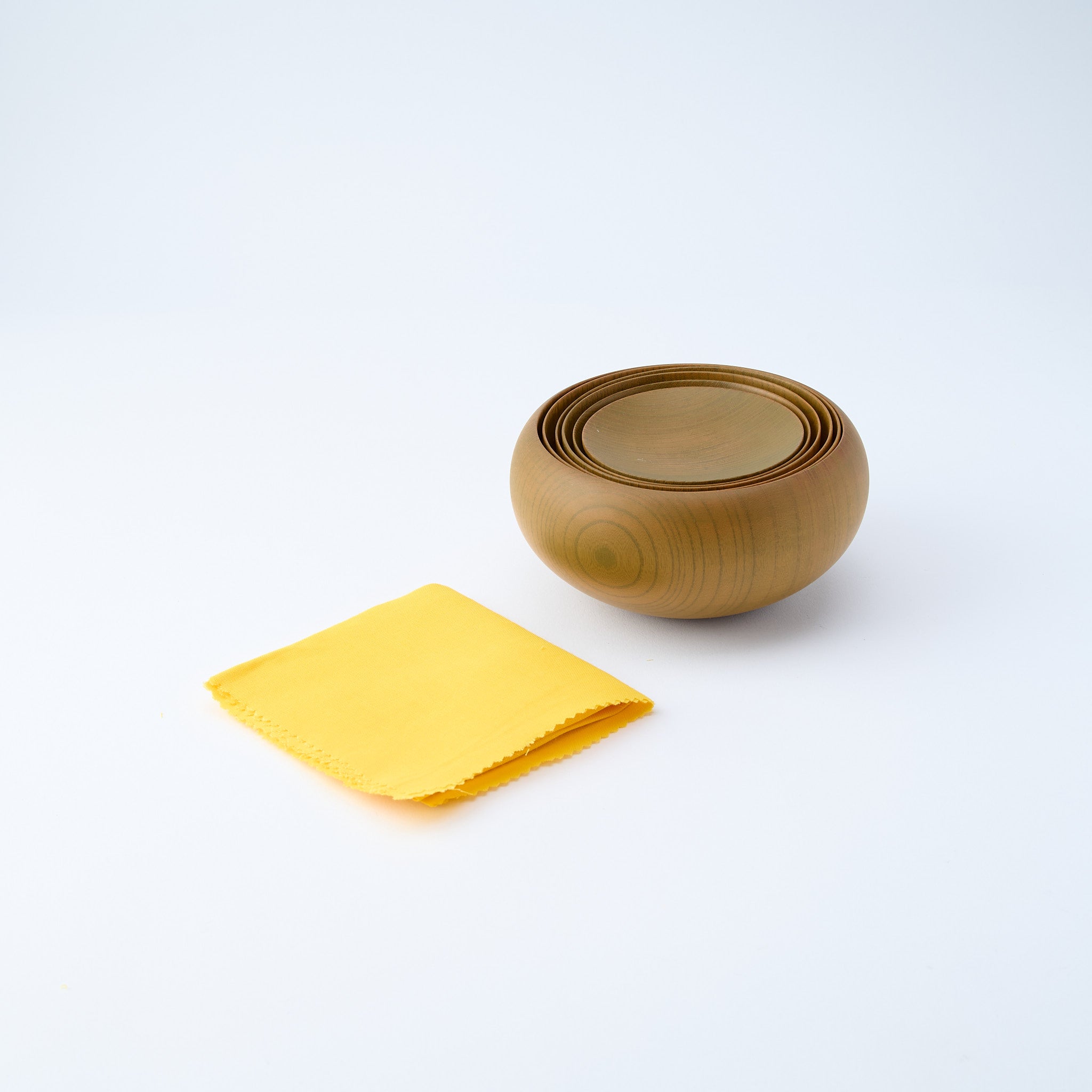 Yellow Matte Wipe-Lacquer Finish Oryoki Bowl Set