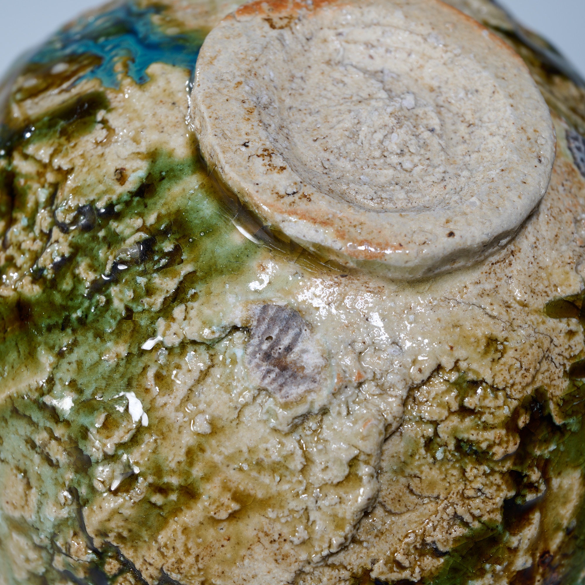 Oribe Matcha-Schale aus Ton für Gezeitenbecken