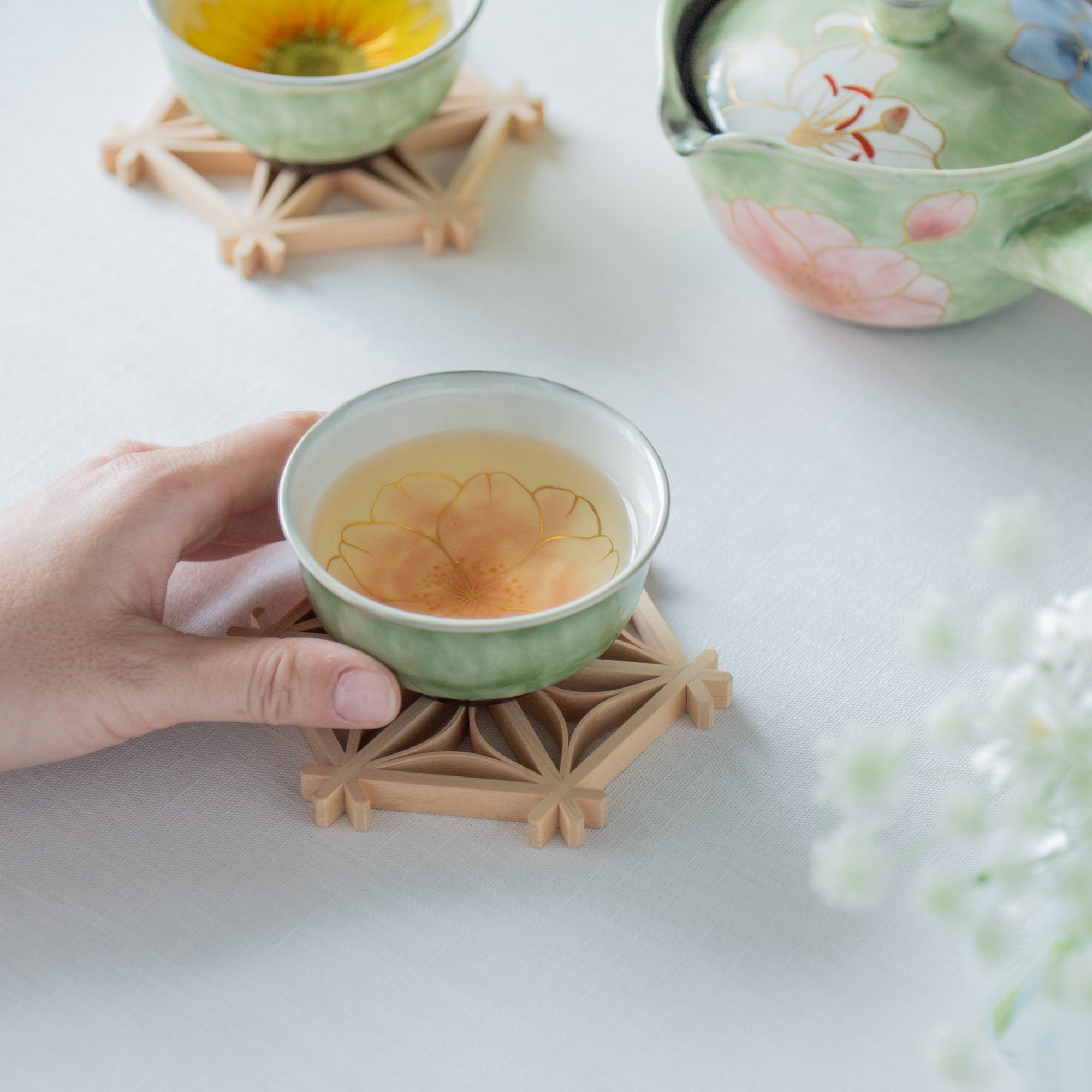 Colorful Floral Japanese Teacup