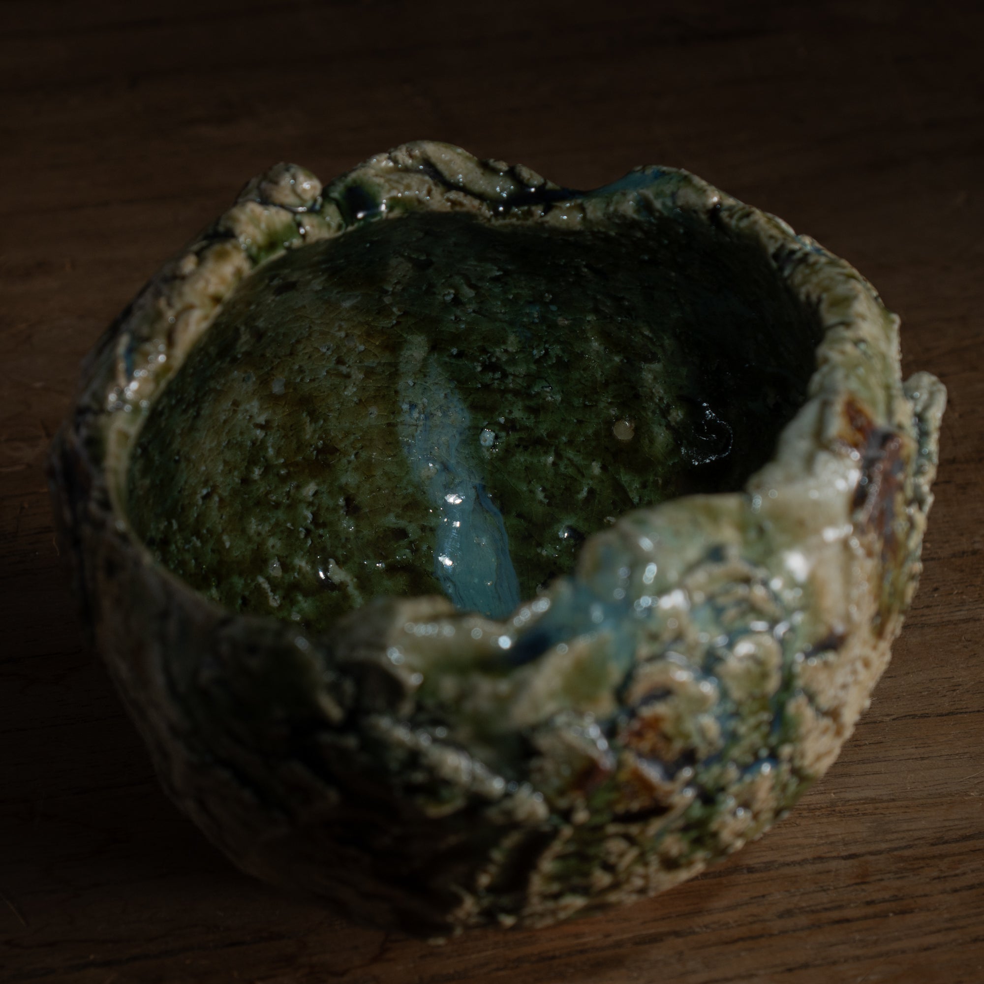 Oribe Matcha-Schale aus Ton für Gezeitenbecken