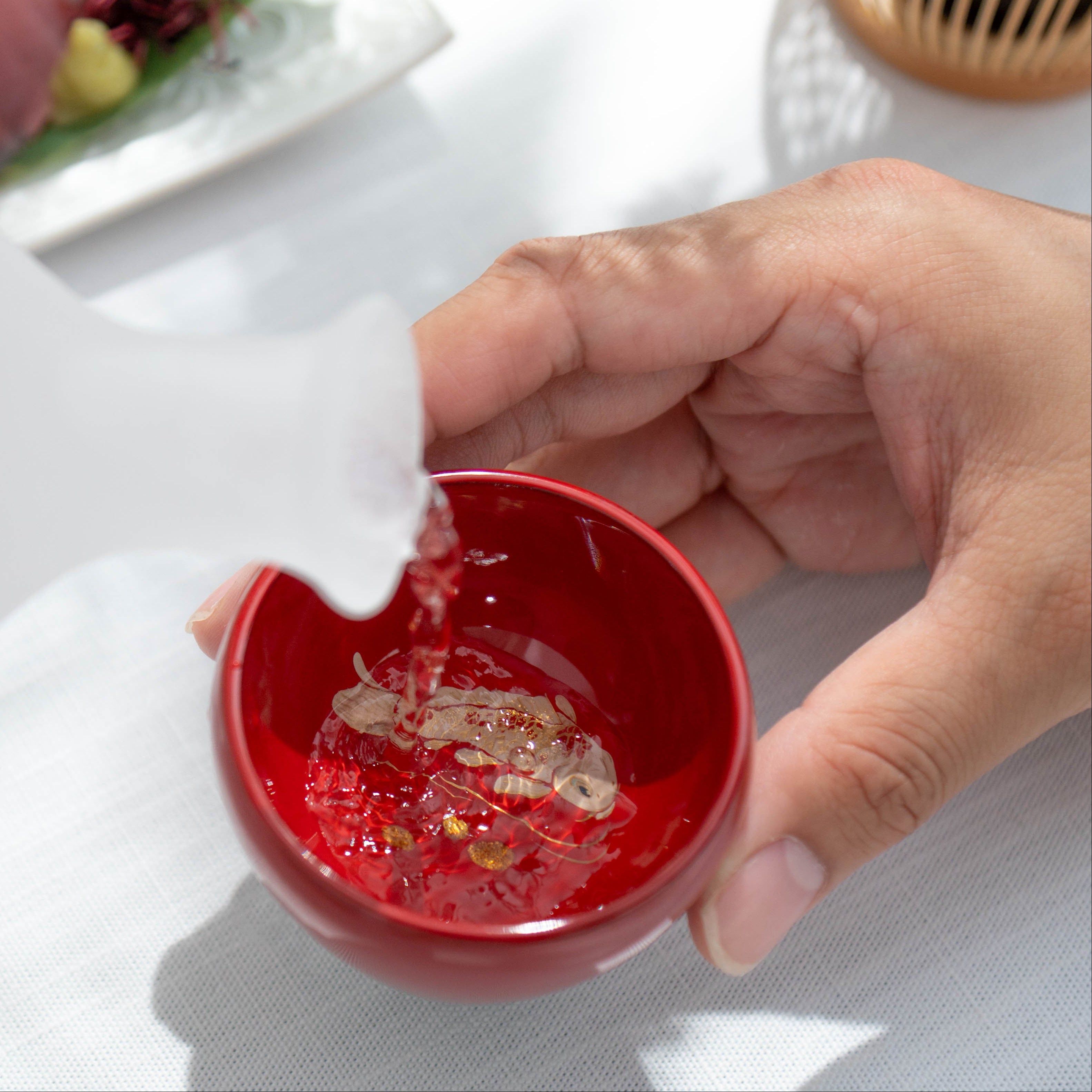 Swimming Koi Fish Guinomi Sake Cup