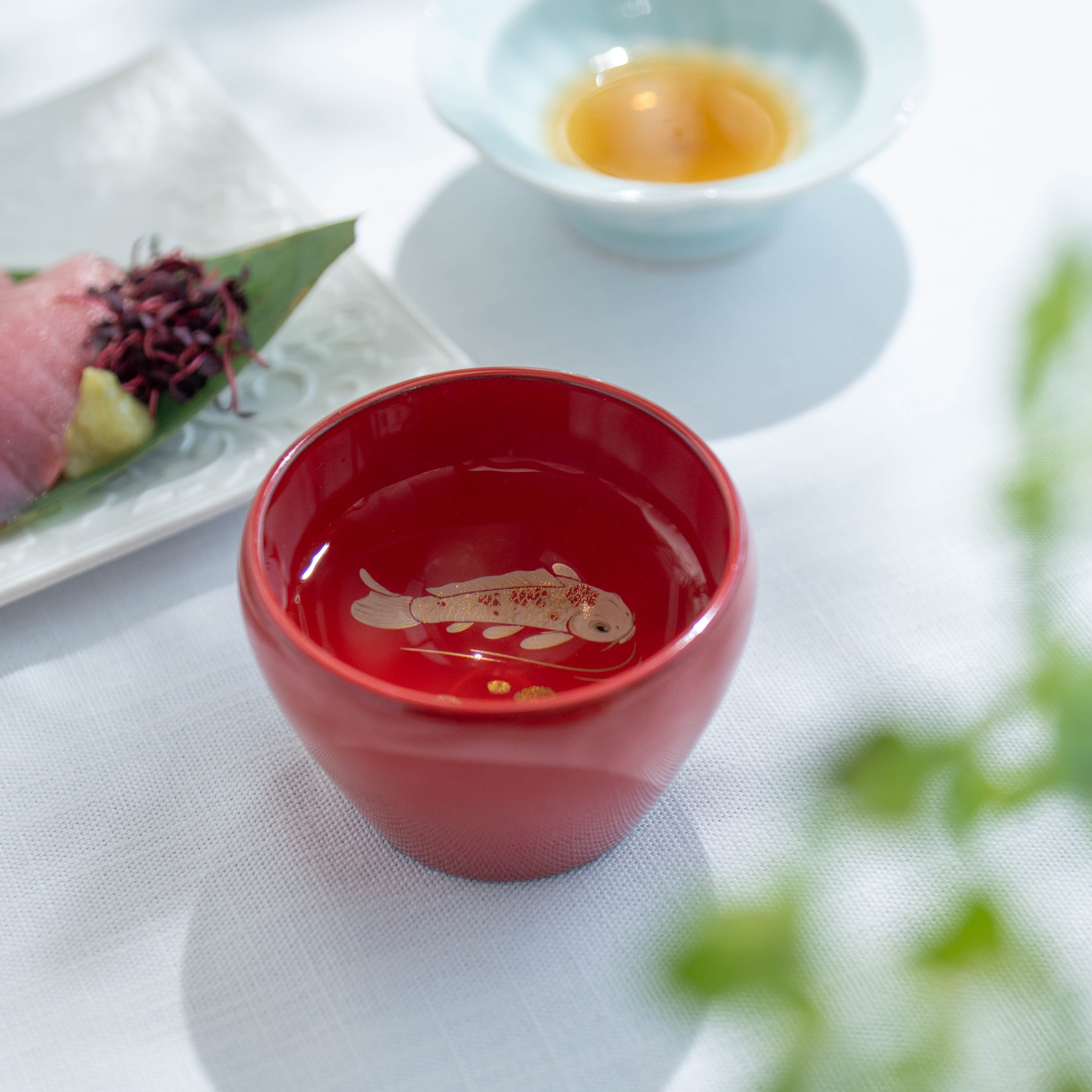 Swimming Koi Fish Guinomi Sake Cup