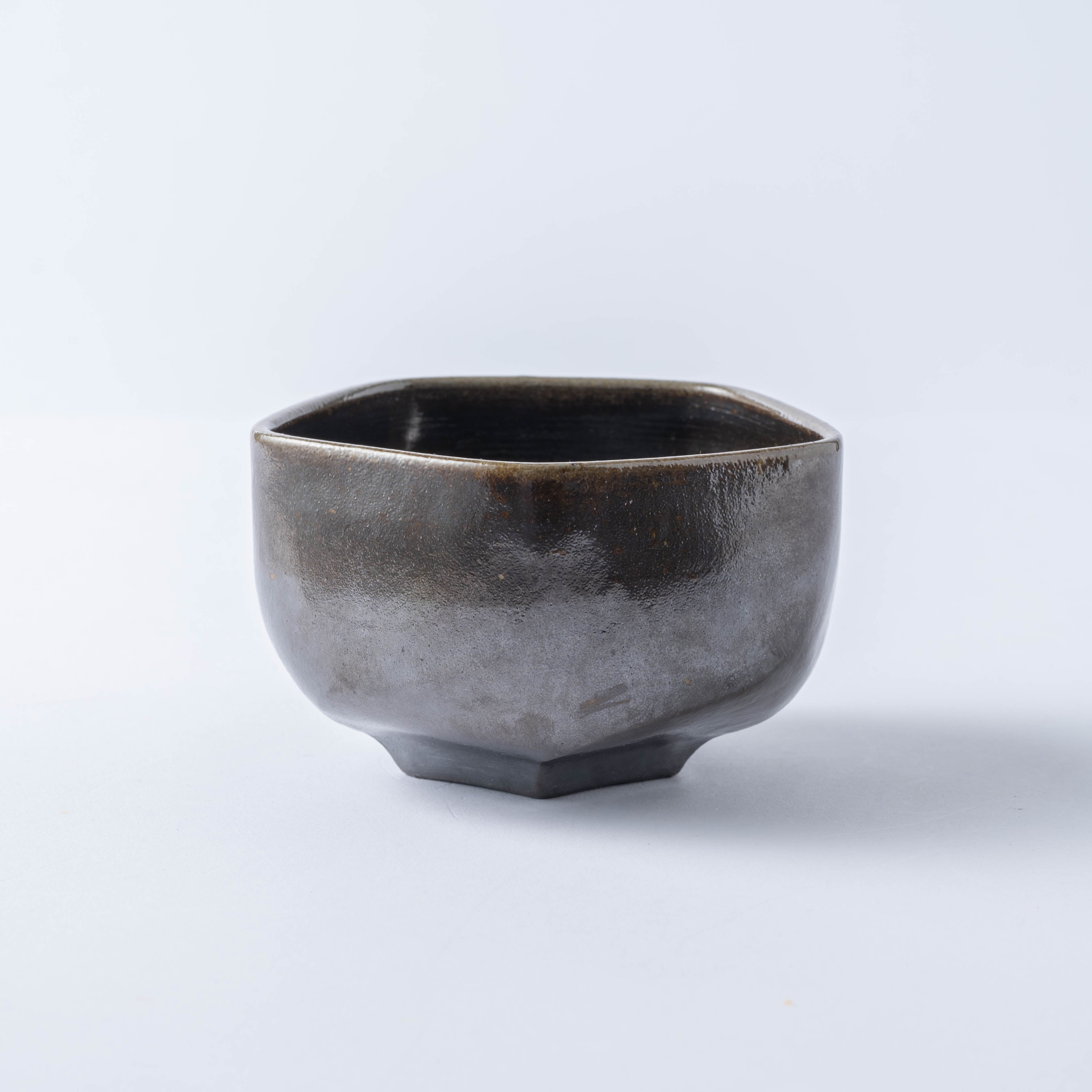 Hikidashi-Guro Five-Sided Matcha Bowl