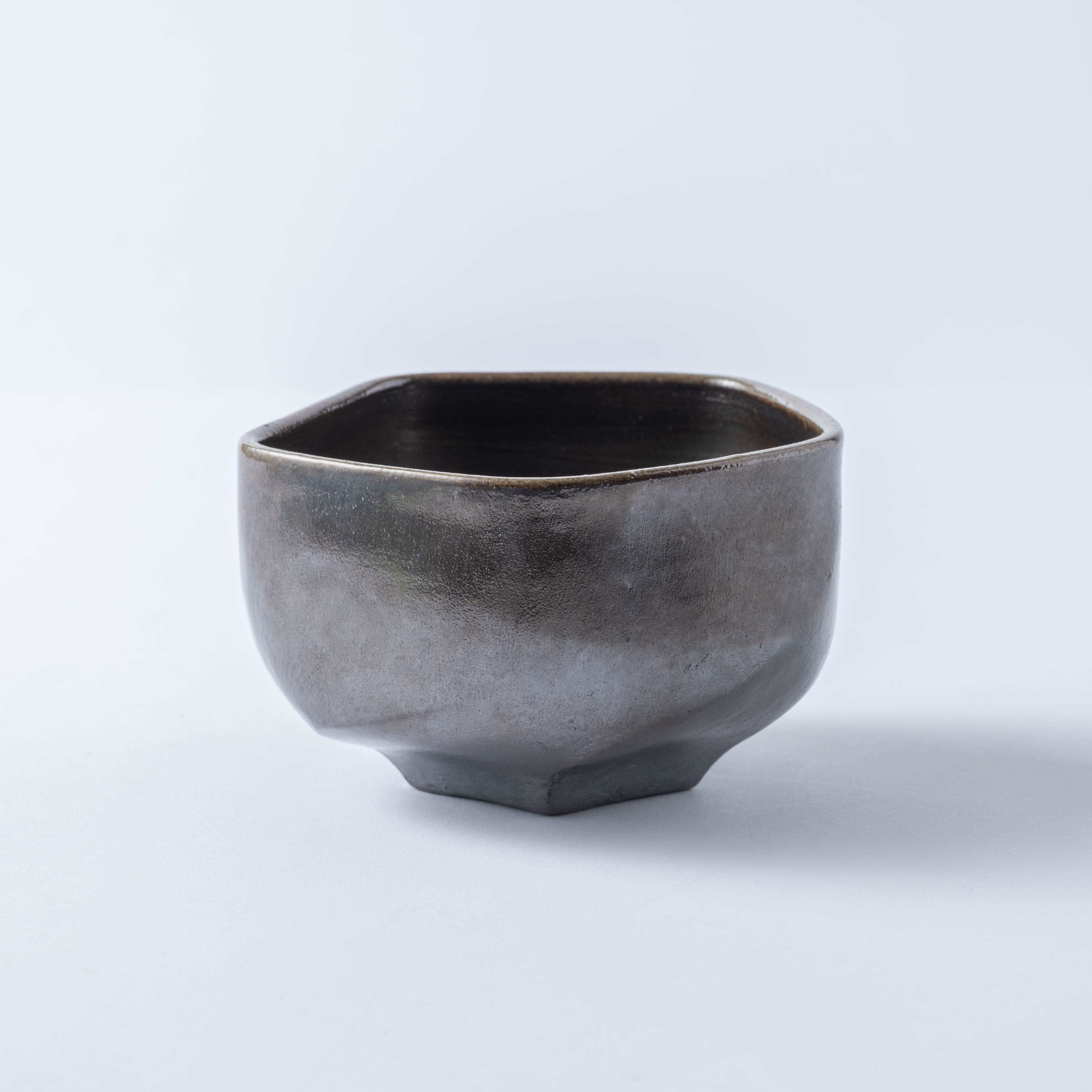 Hikidashi-Guro Five-Sided Matcha Bowl