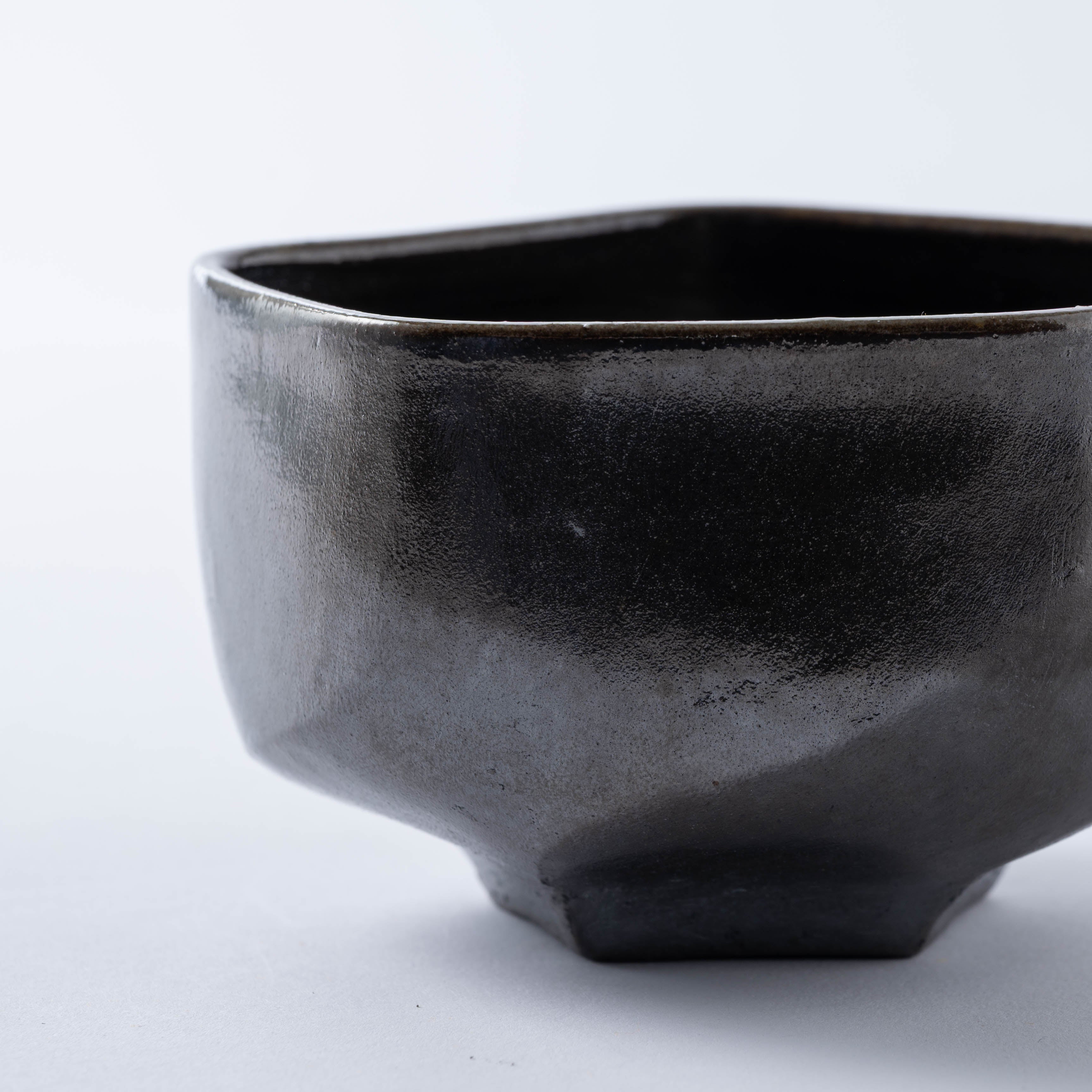 Hikidashi-Guro Five-Sided Matcha Bowl
