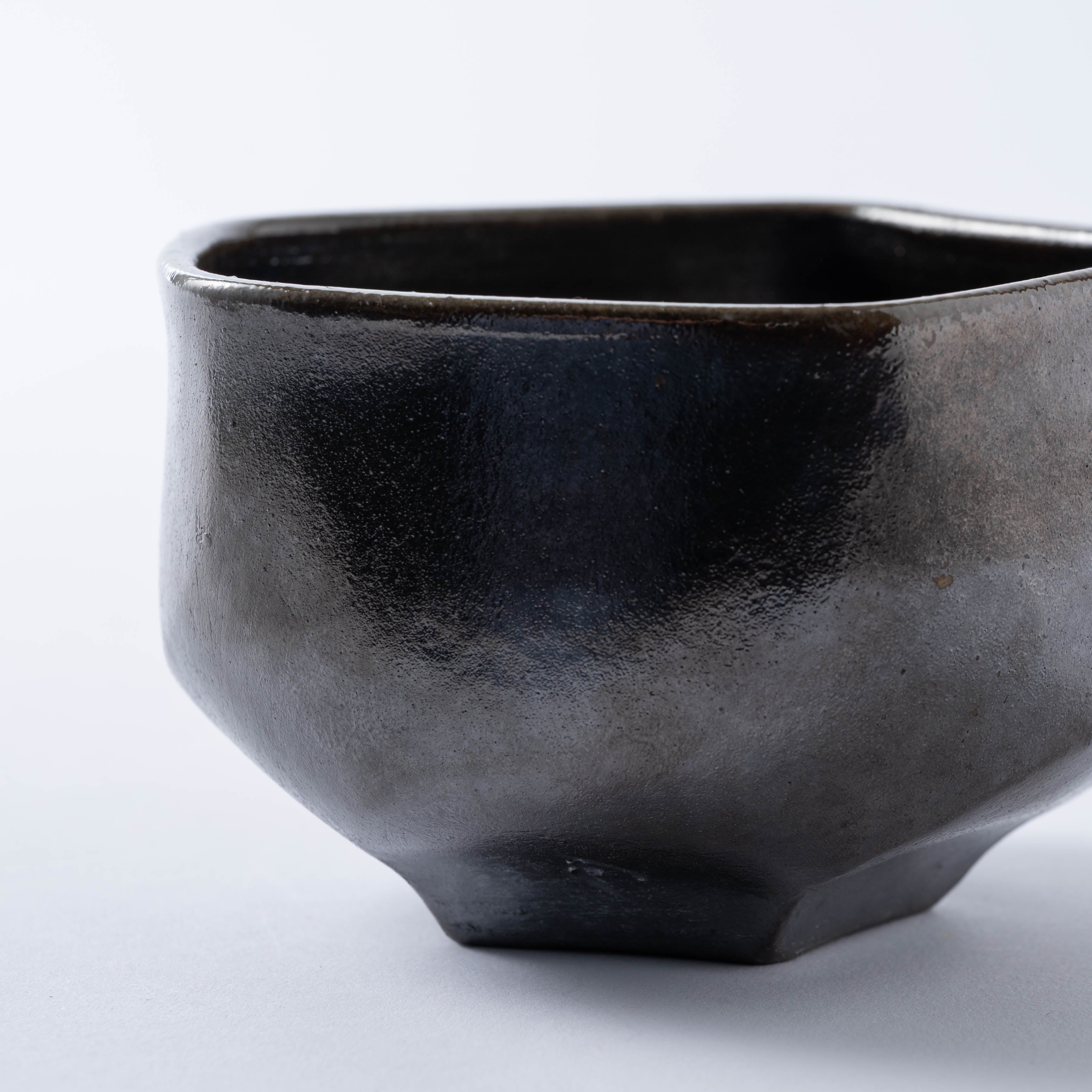 Hikidashi-Guro Five-Sided Matcha Bowl