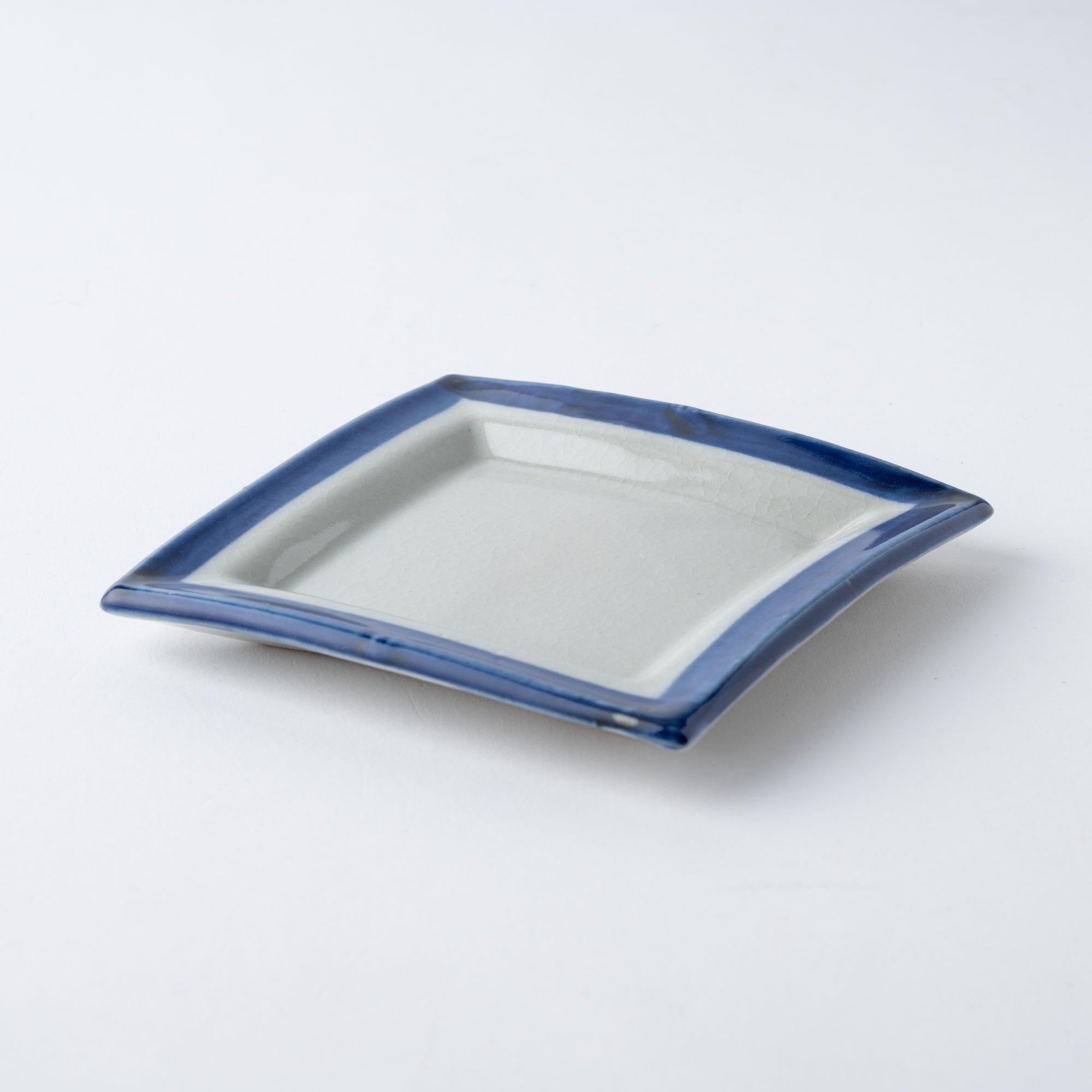 Blue Brush Rim Square Side Plate