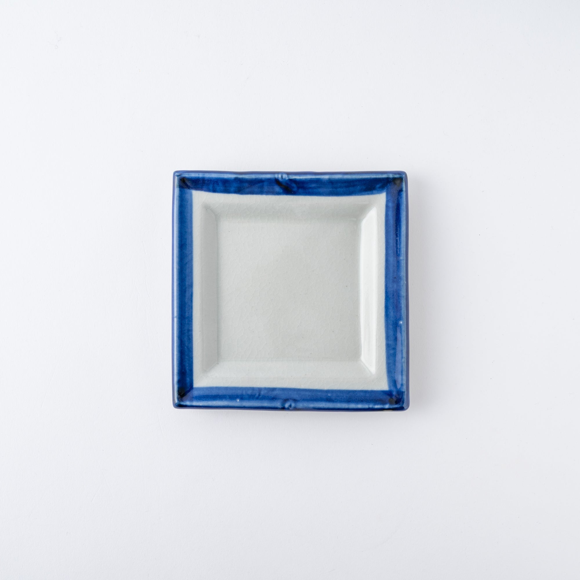 Blue Brush Rim Square Side Plate
