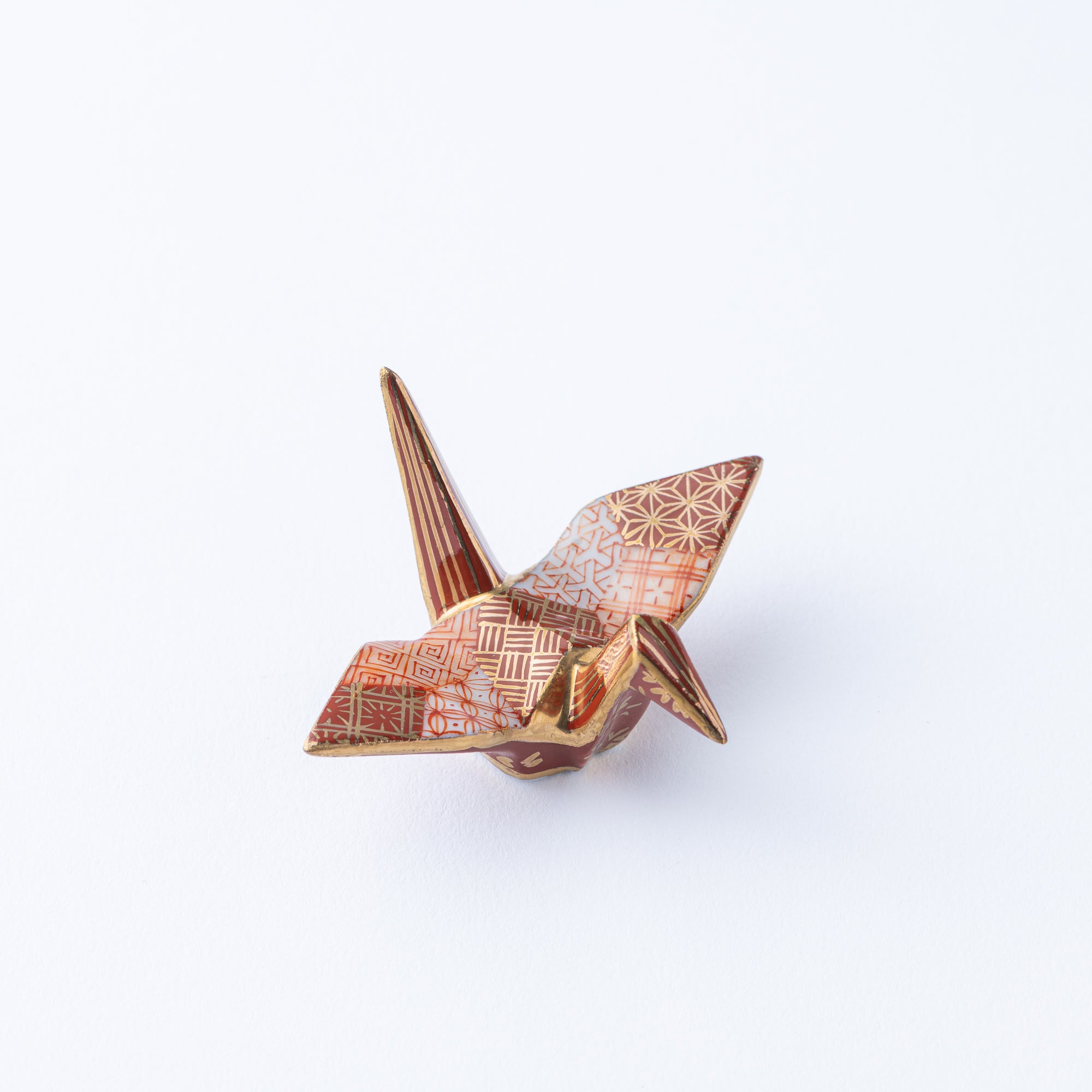 Red Geometric Patterns Crane Ornament