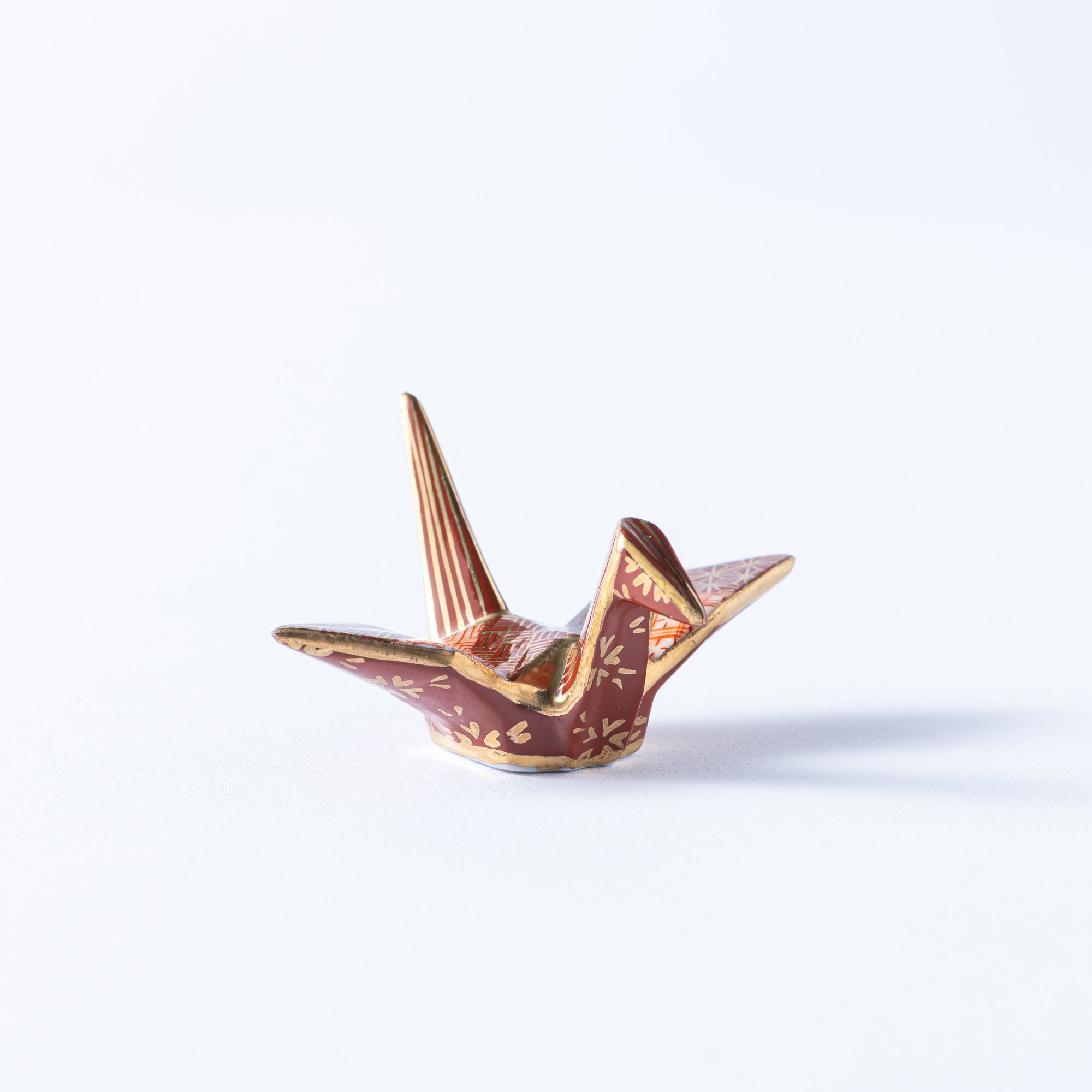 Red Geometric Patterns Crane Ornament