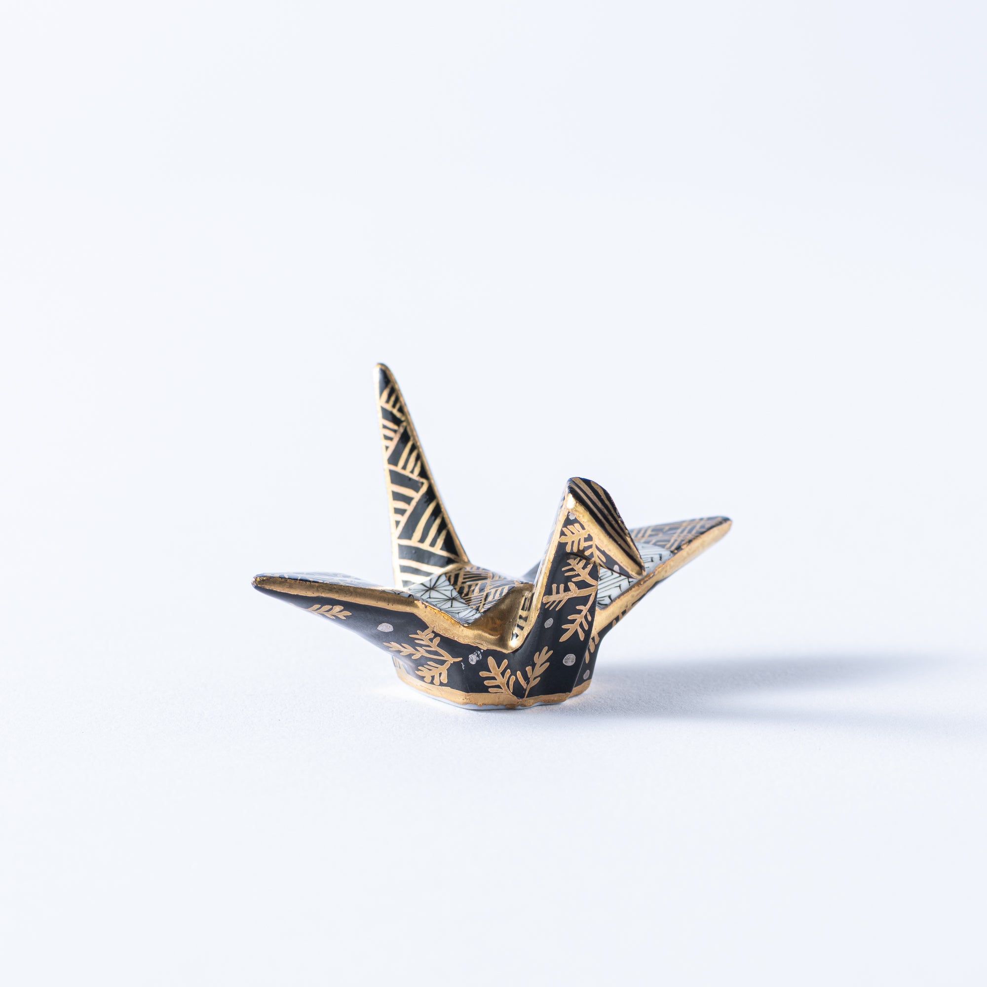 Black Geometric Patterns Crane Ornament