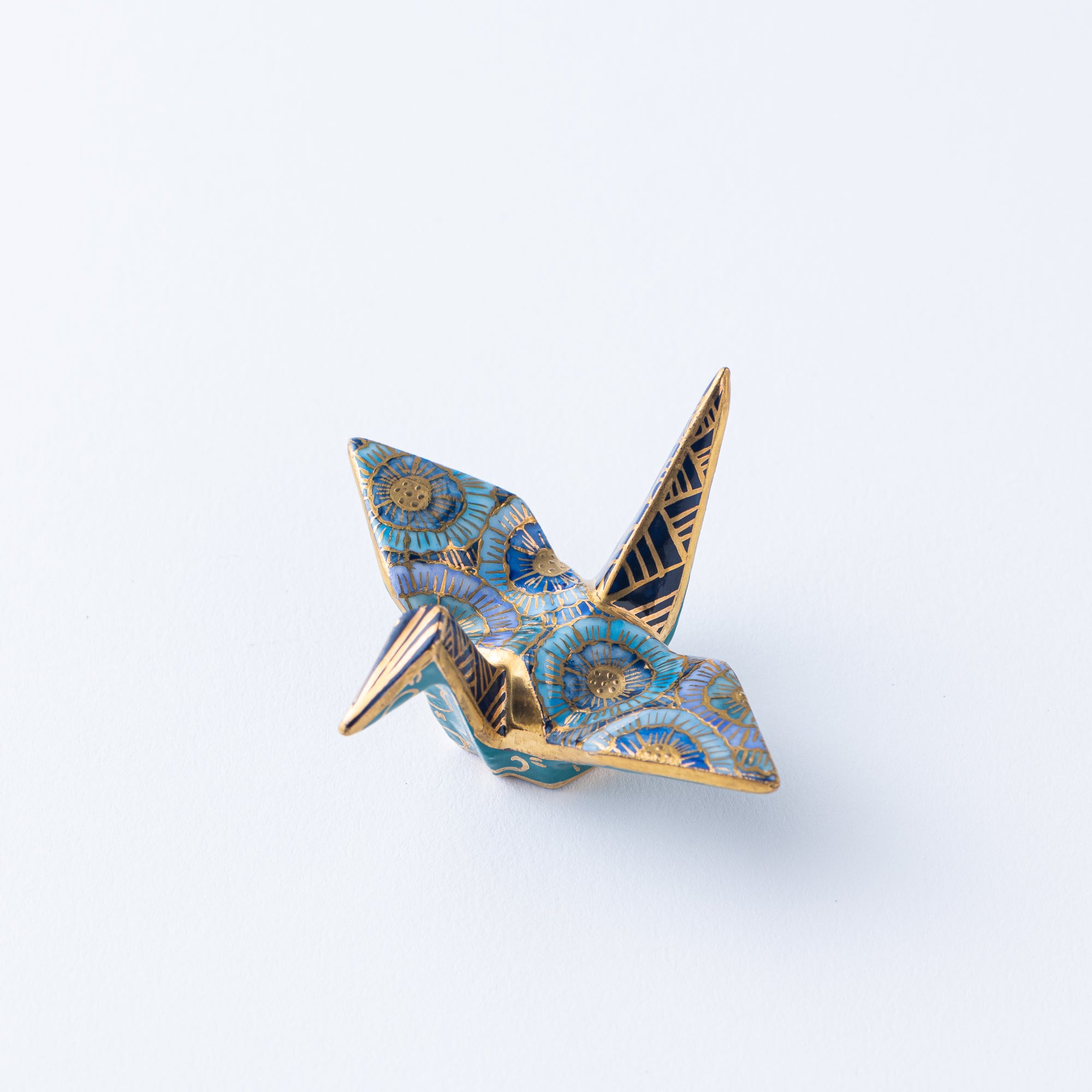 Adorno de Grulla con Flores Azules