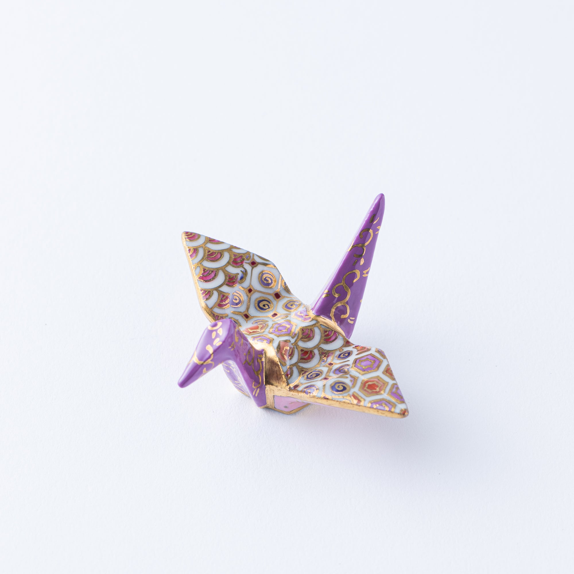 Adorno de Grulla con Remolinos Lilas