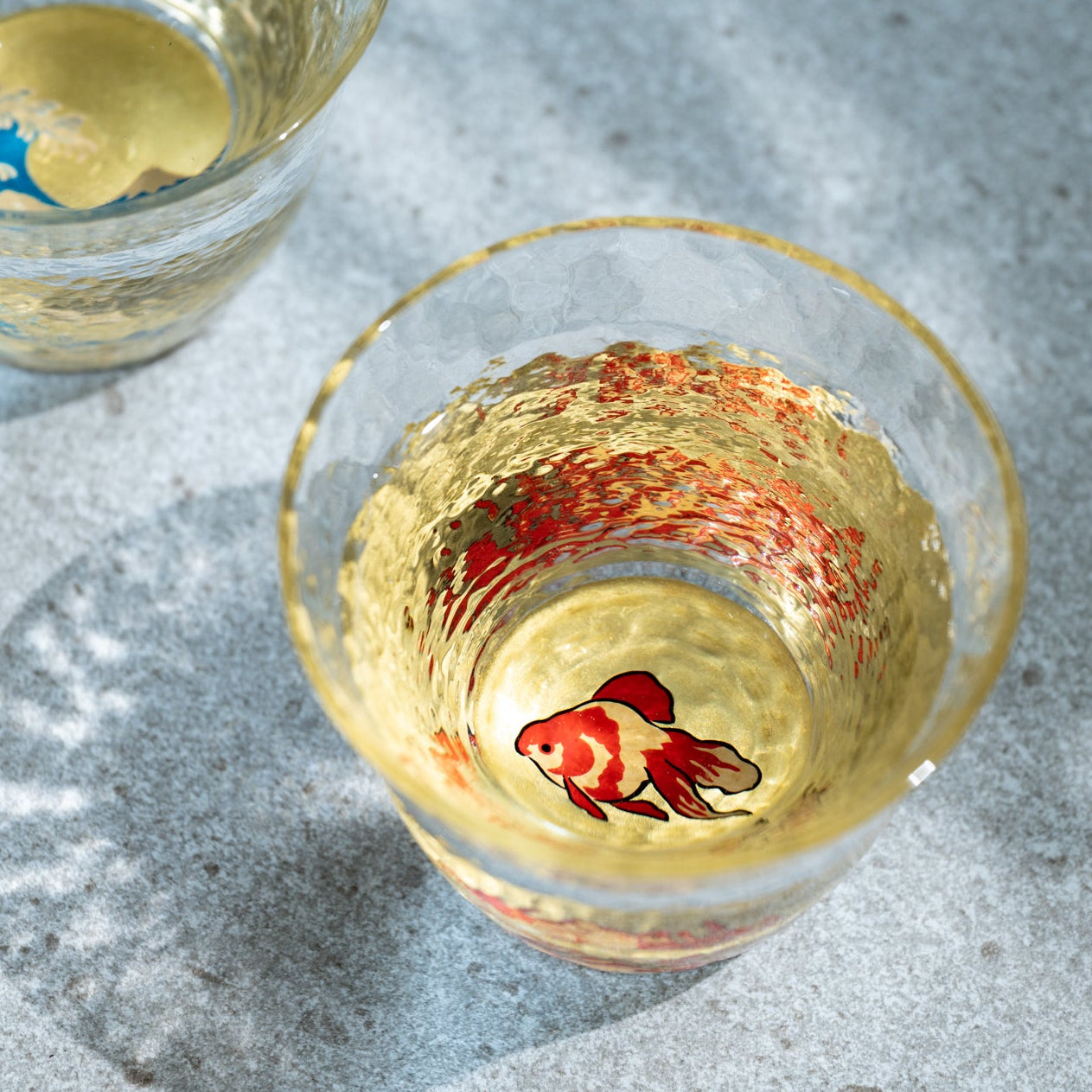 Goldfish Maki-e Glass Sake Cup