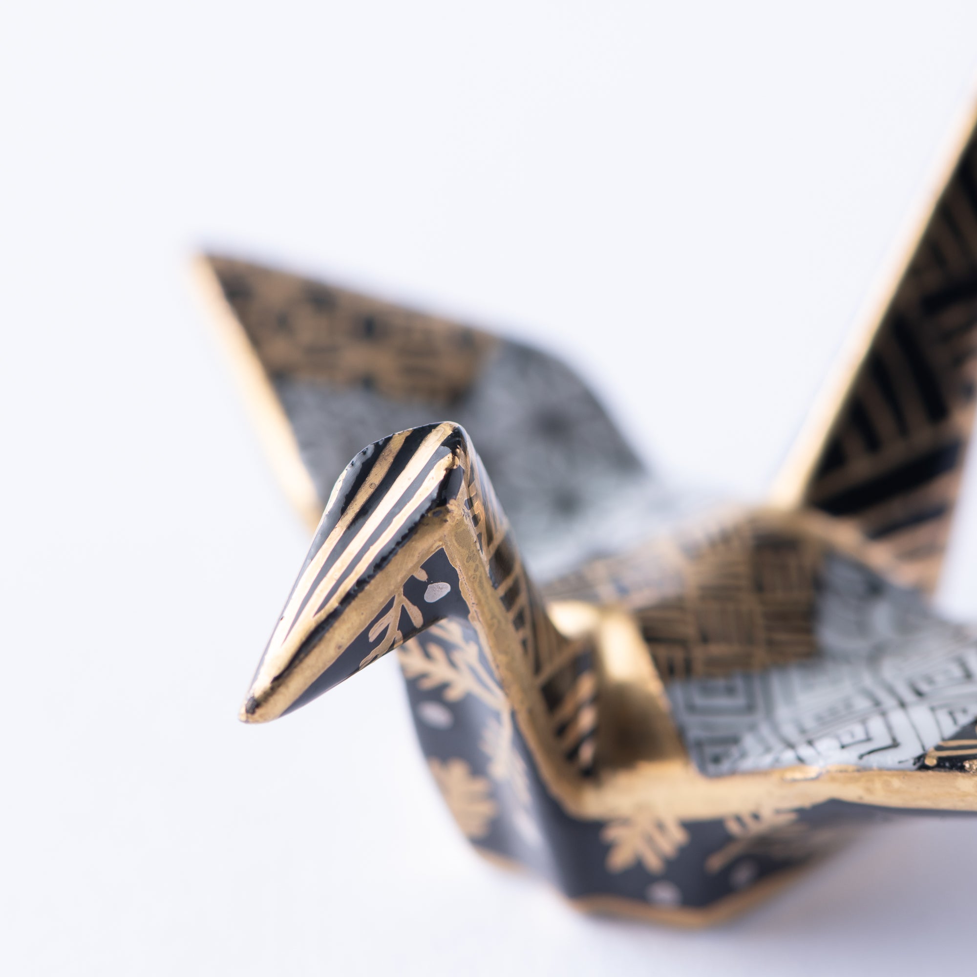 Black Geometric Patterns Crane Ornament