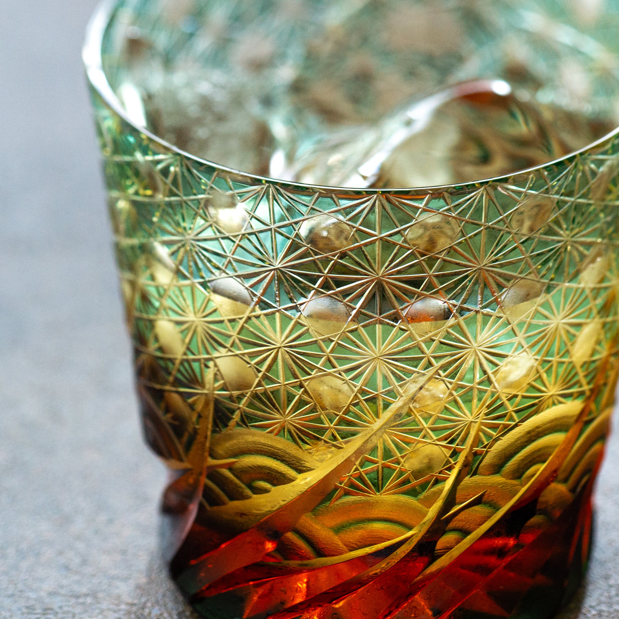 Green Amber Waves Whiskey Glass