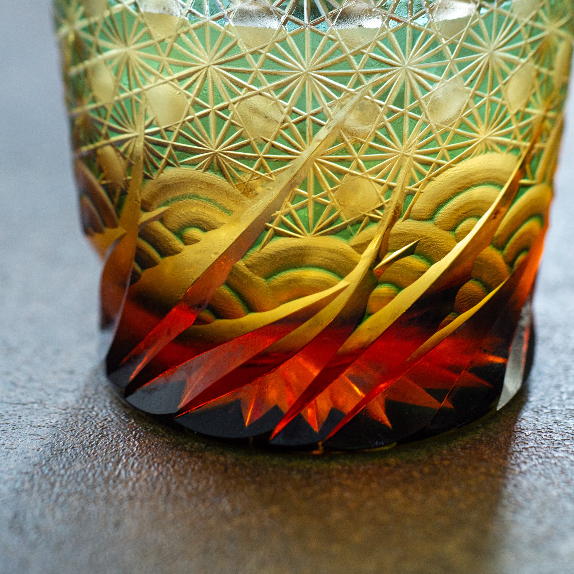 Green Amber Waves Whiskey Glass
