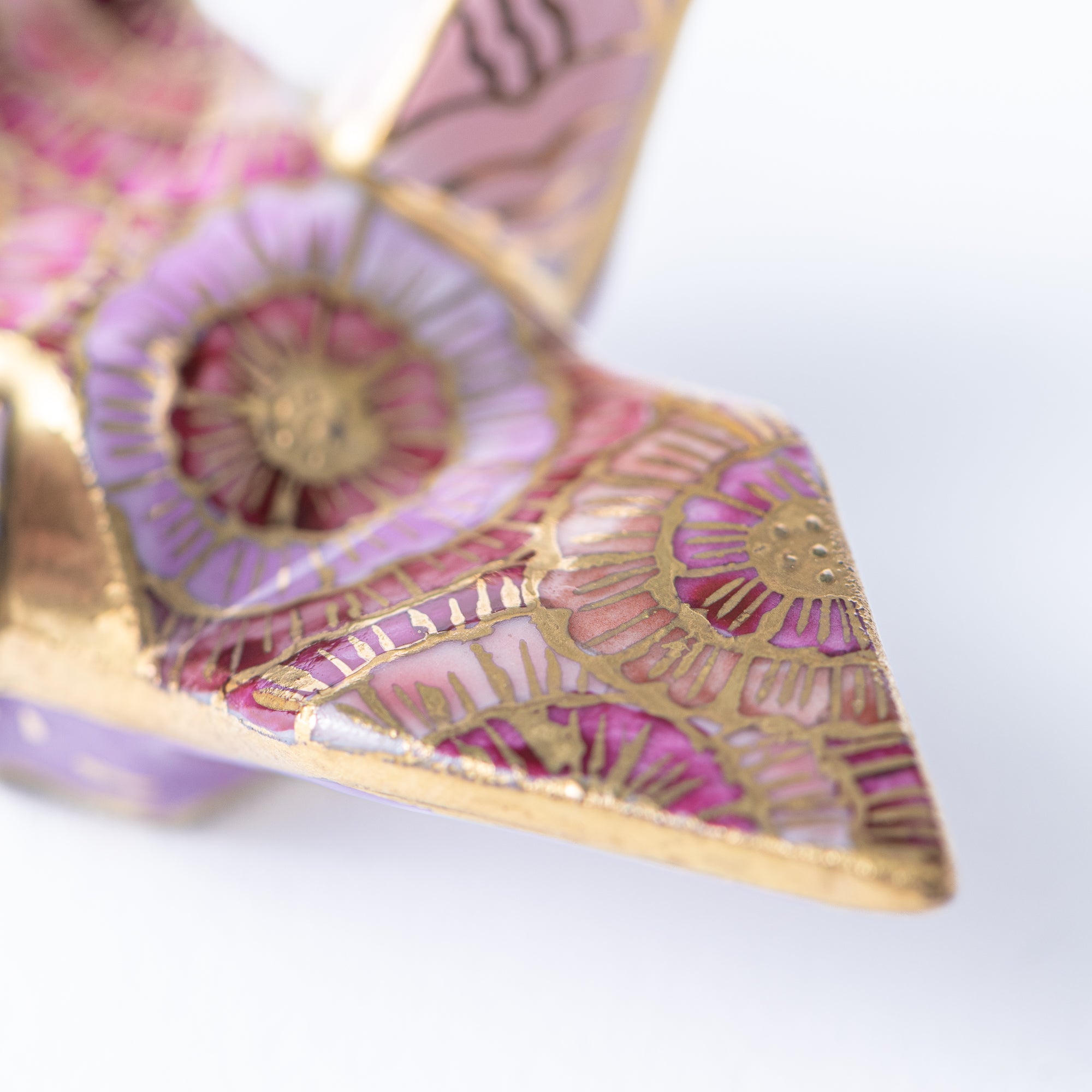 Pink Flower Crane Ornament