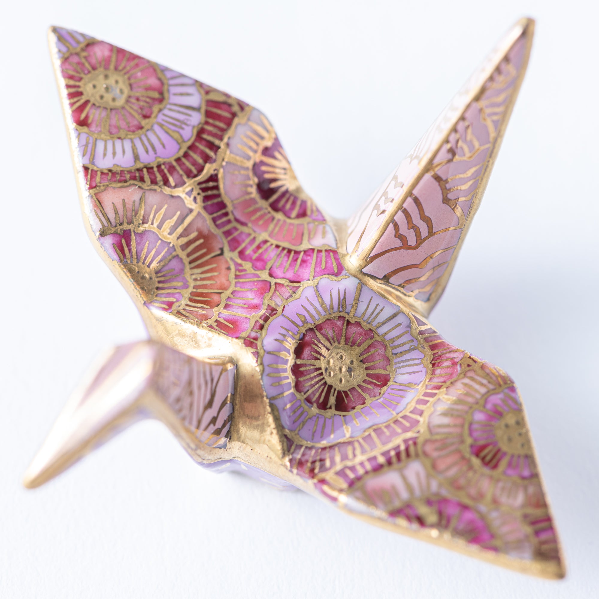 Pink Flower Crane Ornament