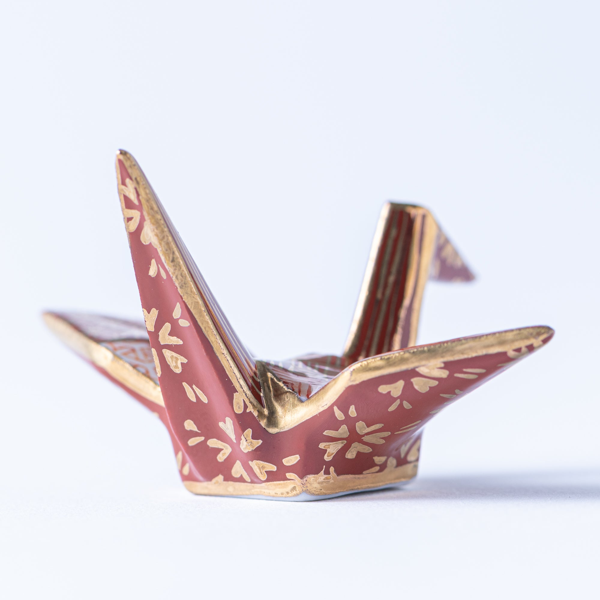 Red Geometric Patterns Crane Ornament
