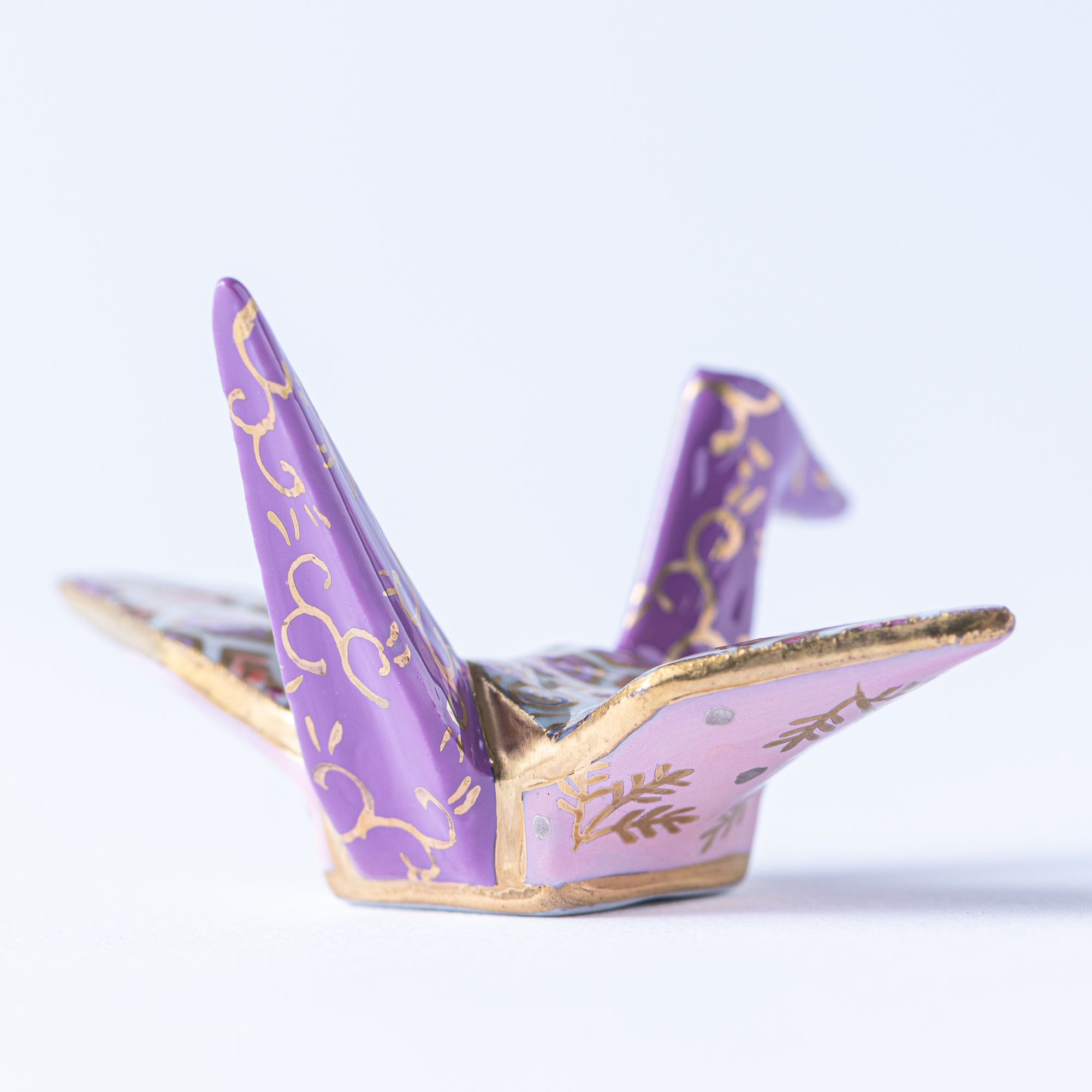 Swirling Lilac Crane Ornament