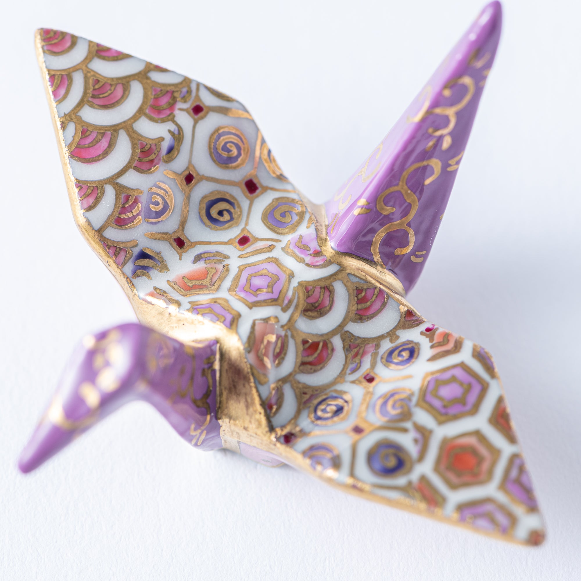Swirling Lilac Crane Ornament