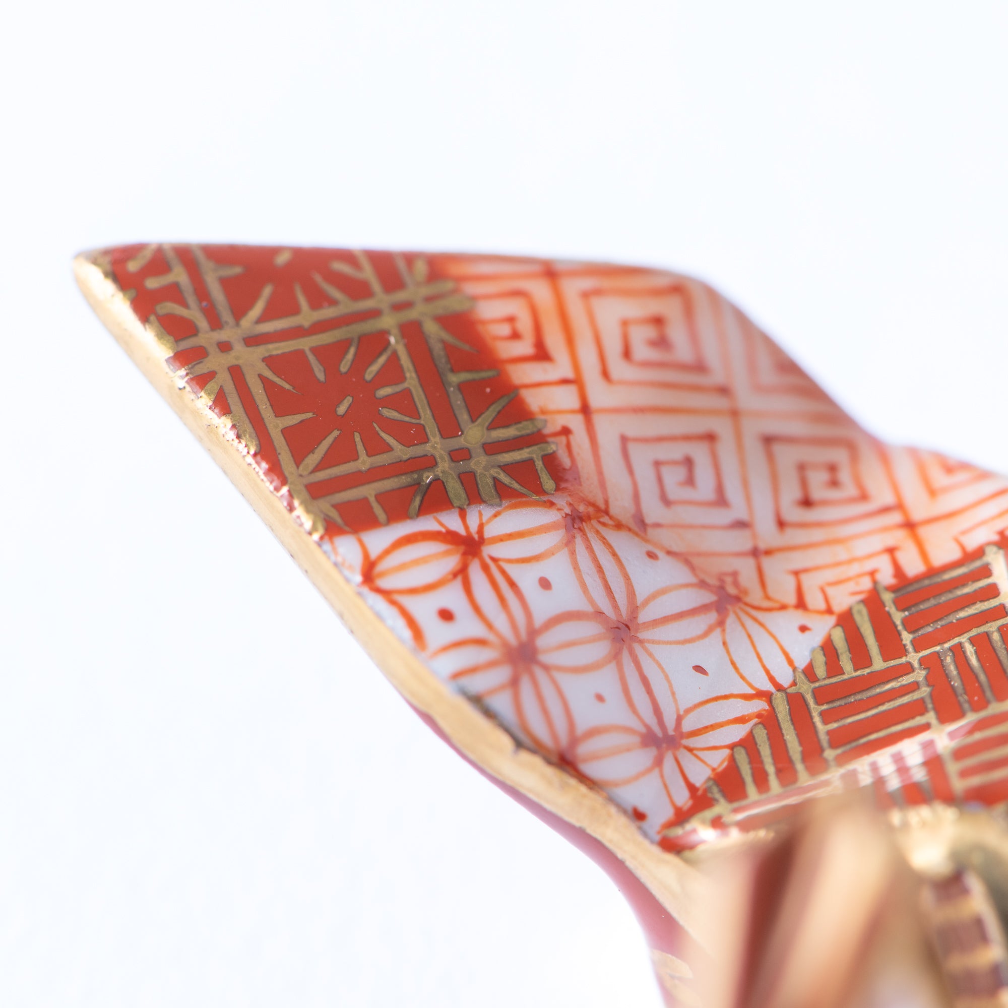 Red Geometric Patterns Crane Ornament