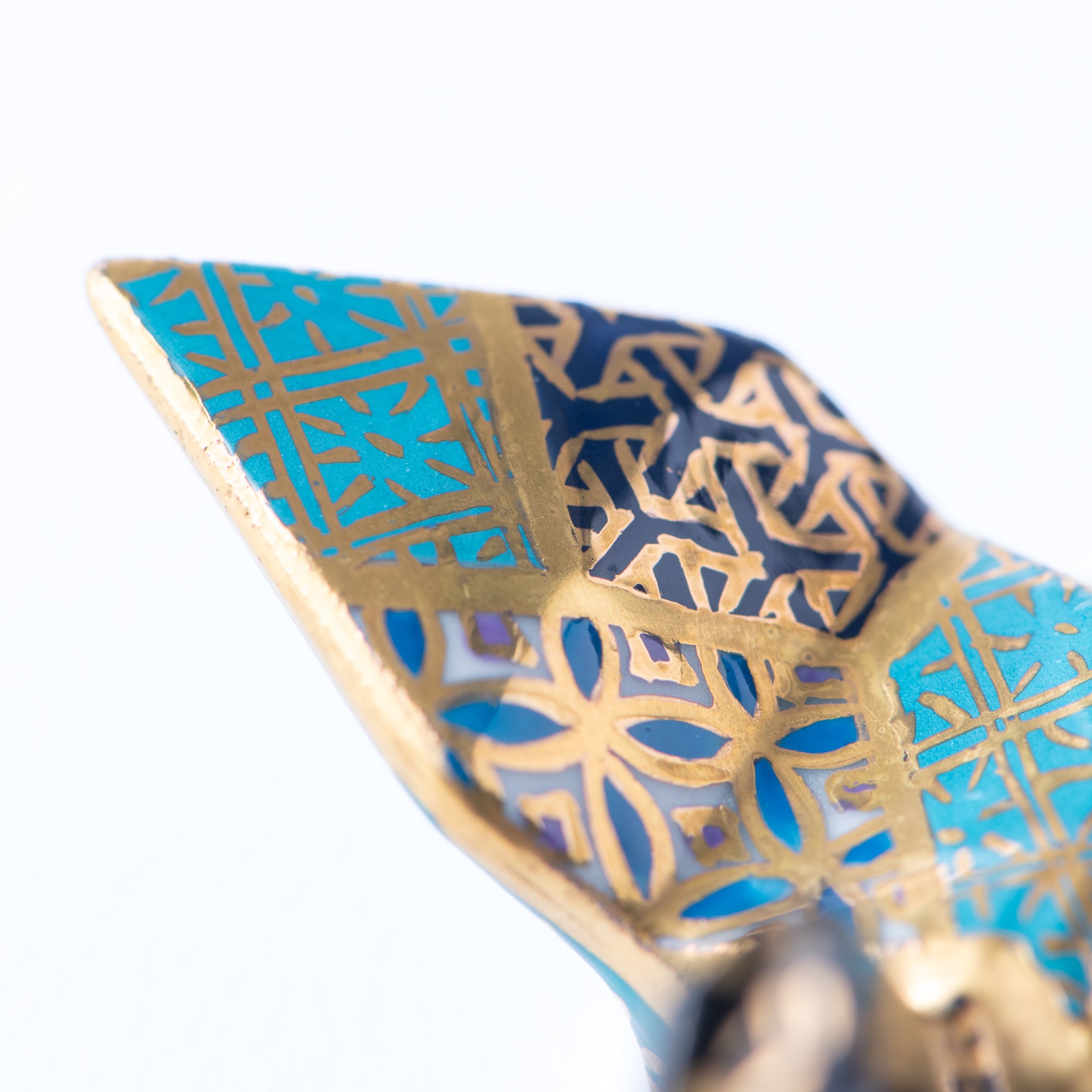 Teal Geometric Patterns Crane Ornament