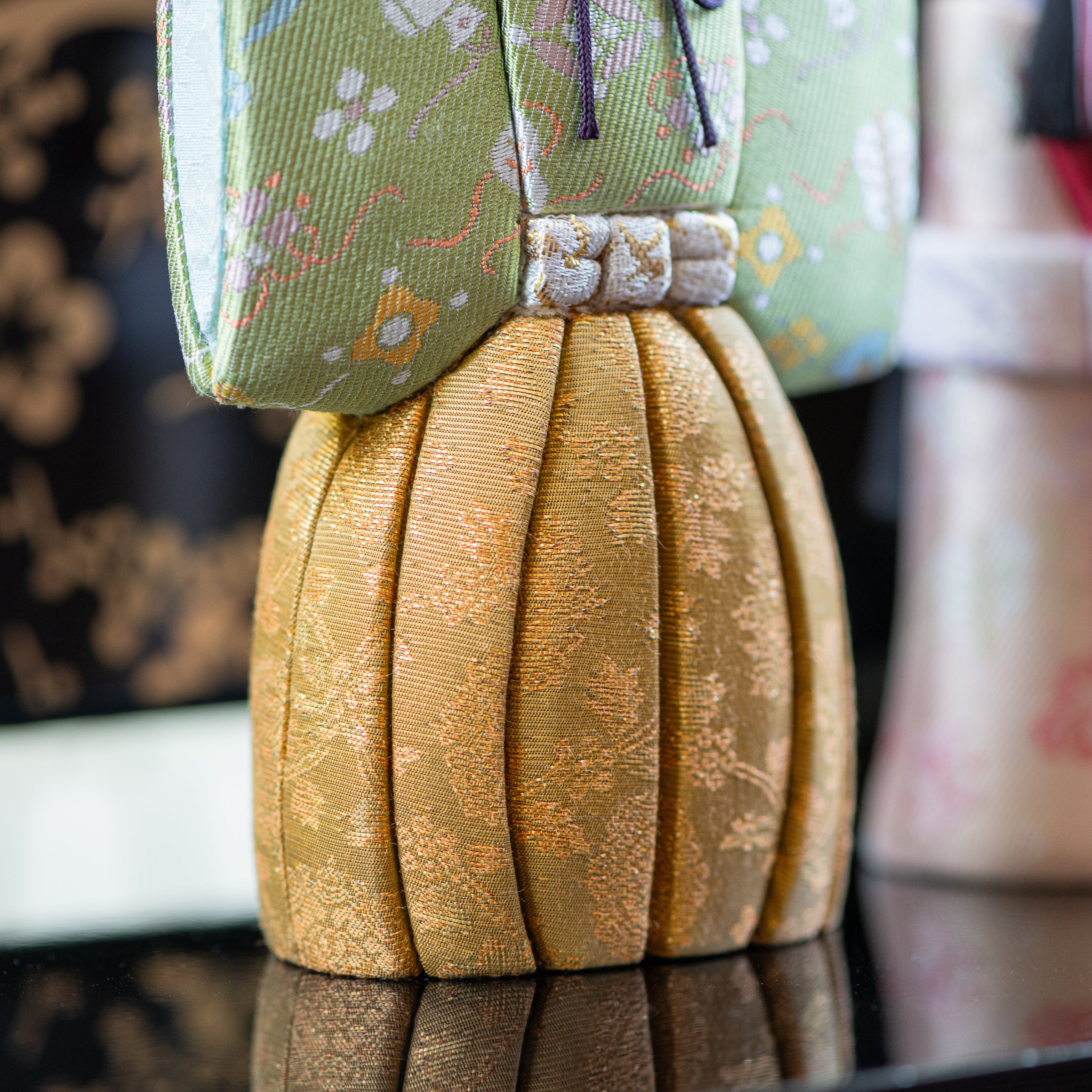 Standing Hina Dolls with Maki-e Plum Blossom Screen