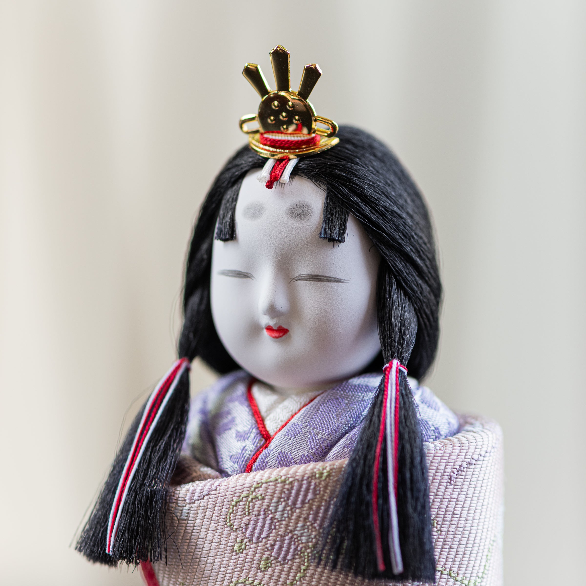 Standing Hina Dolls with Maki-e Plum Blossom Screen