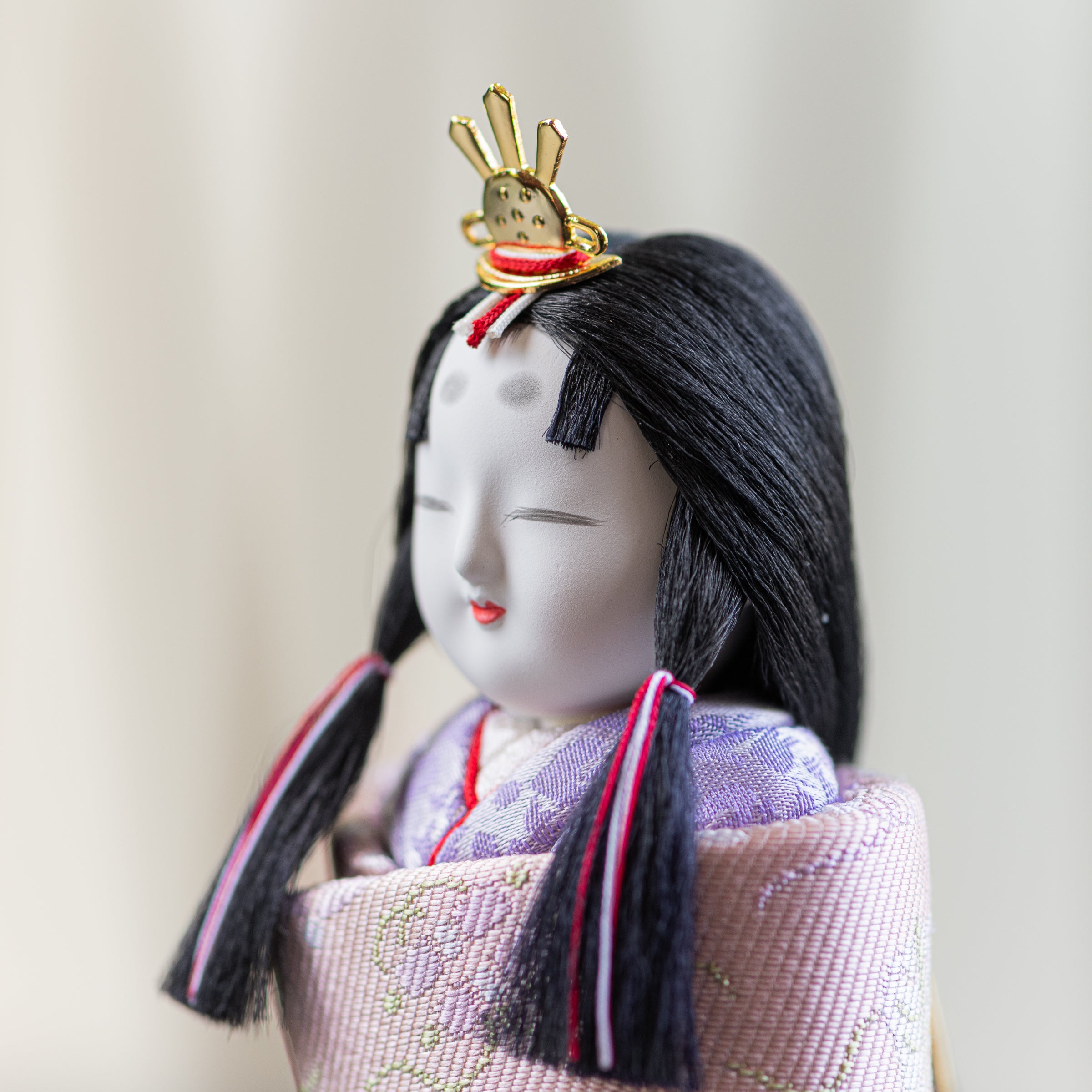 Standing Hina Dolls with Maki-e Plum Blossom Screen