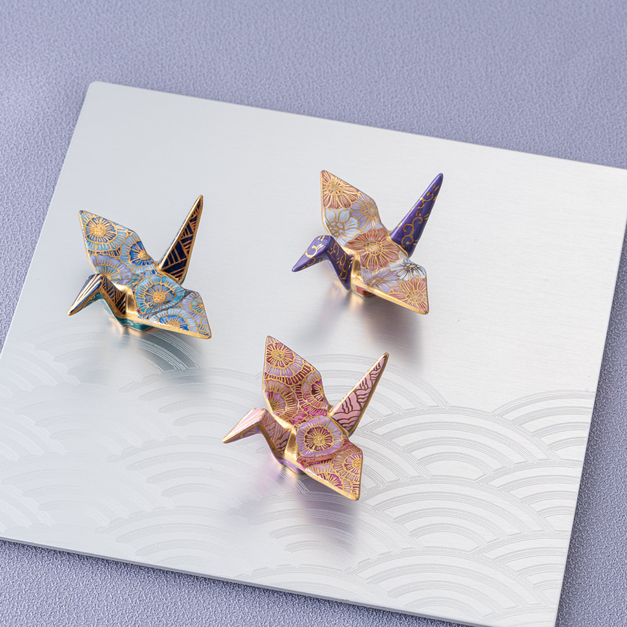 Pink Flower Crane Ornament