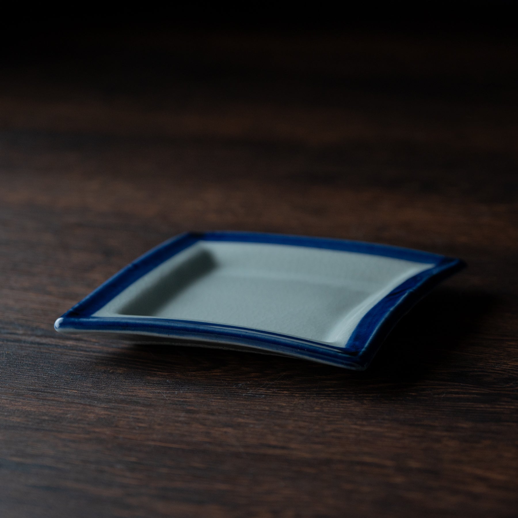 Blue Brush Rim Square Side Plate