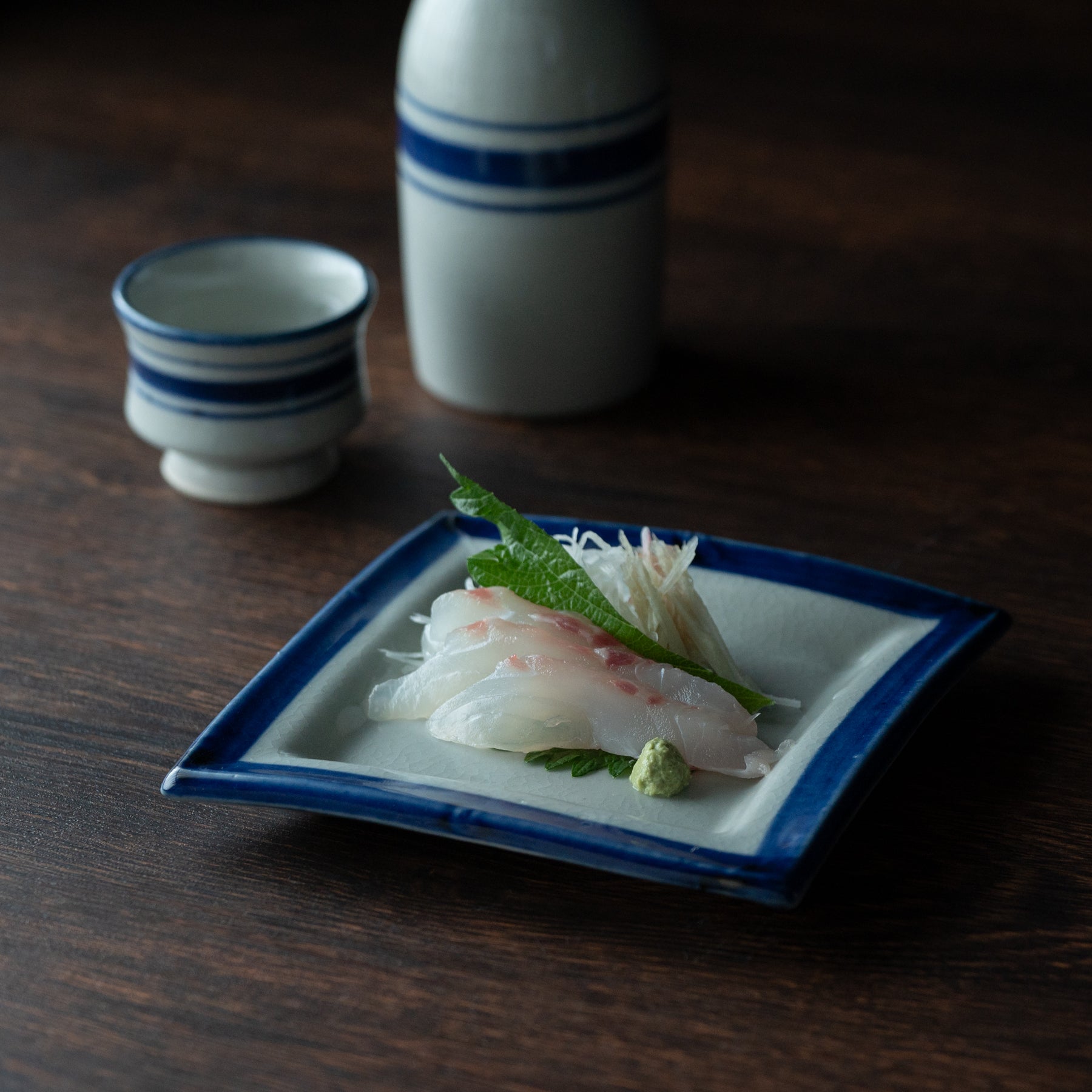 Blue Brush Rim Square Side Plate