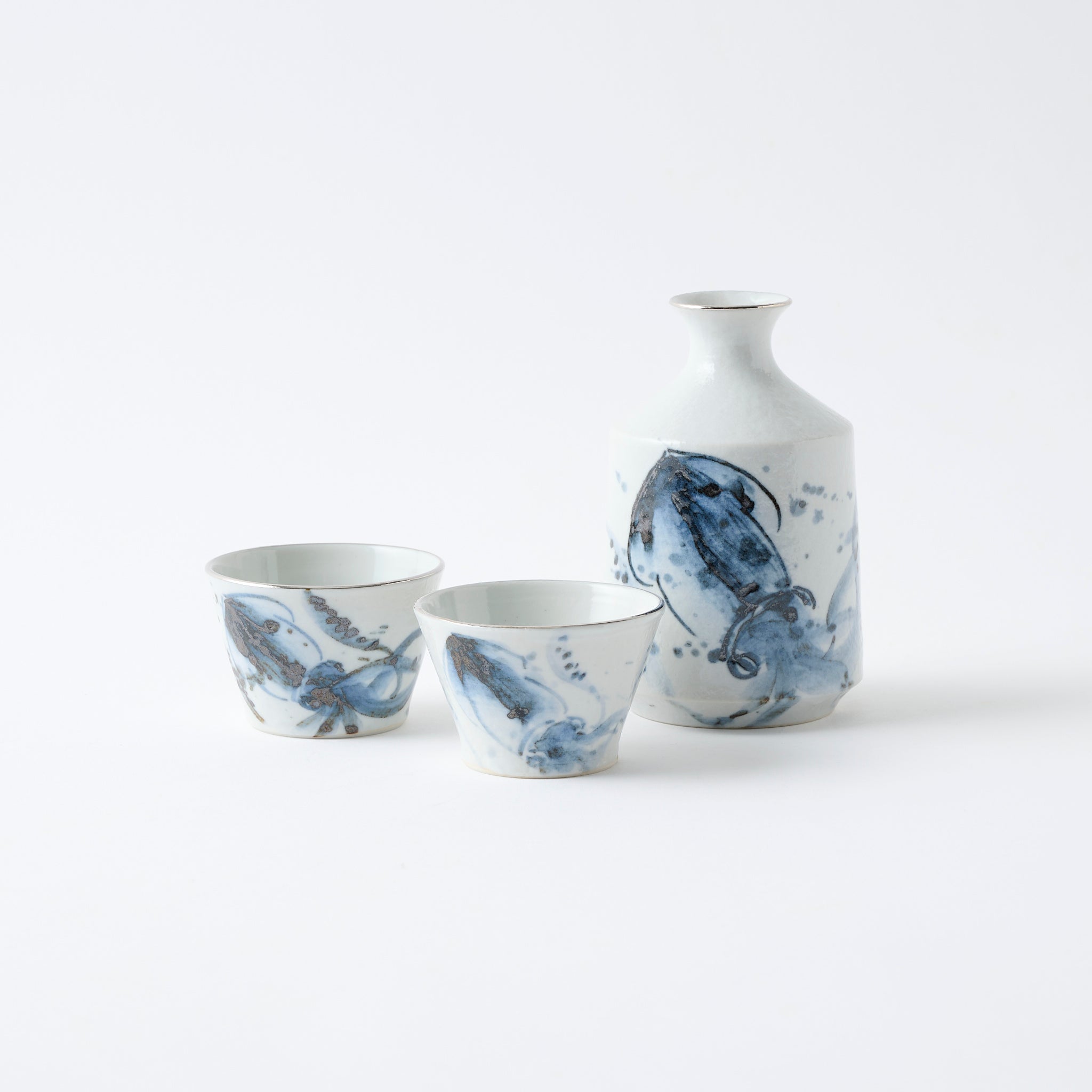 Sake-Set „Meerestiere in Blau"
